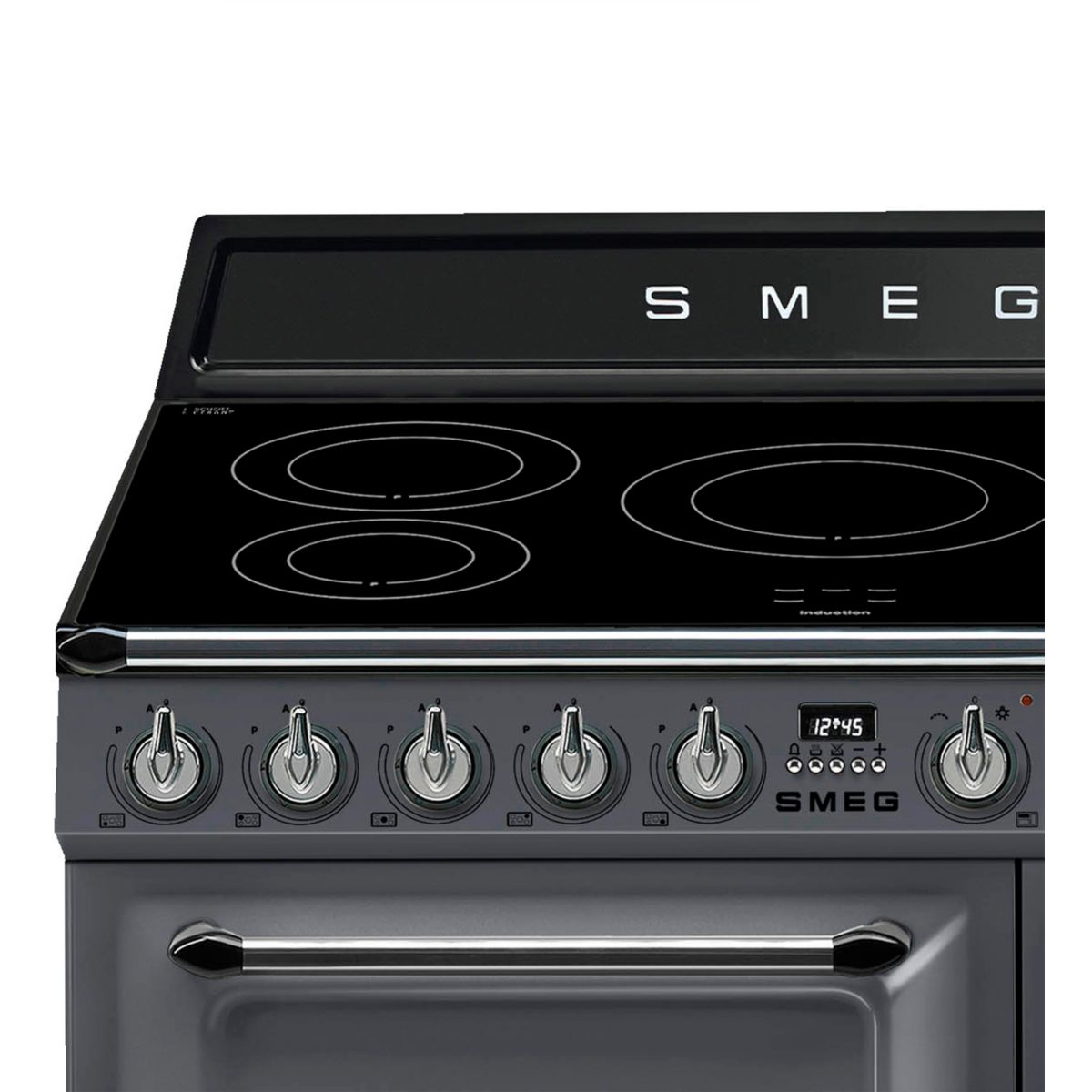 Piano de cuisson induction 5 feux 90 cm TR93I gris ardoise brillant, SMEG