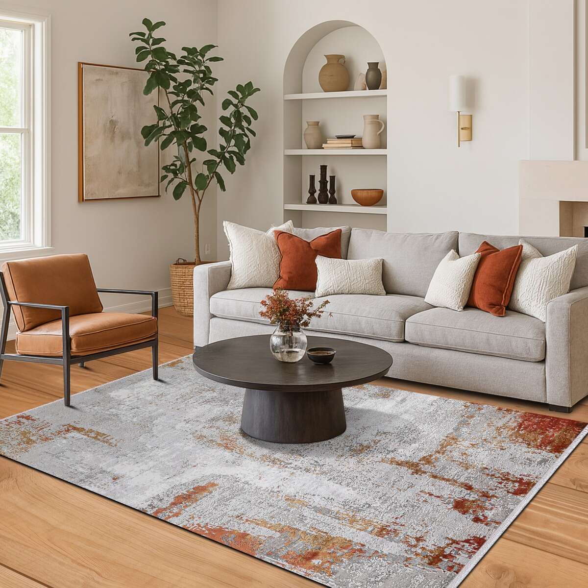 Tapis doux moderne en viscose  terra FOG gris, terra, beige, THE DECO FACTORY