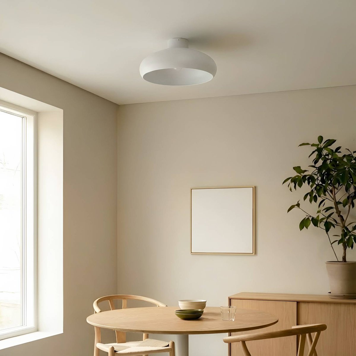 Plafonnier en métal moderne, Elover beige, LINDBY