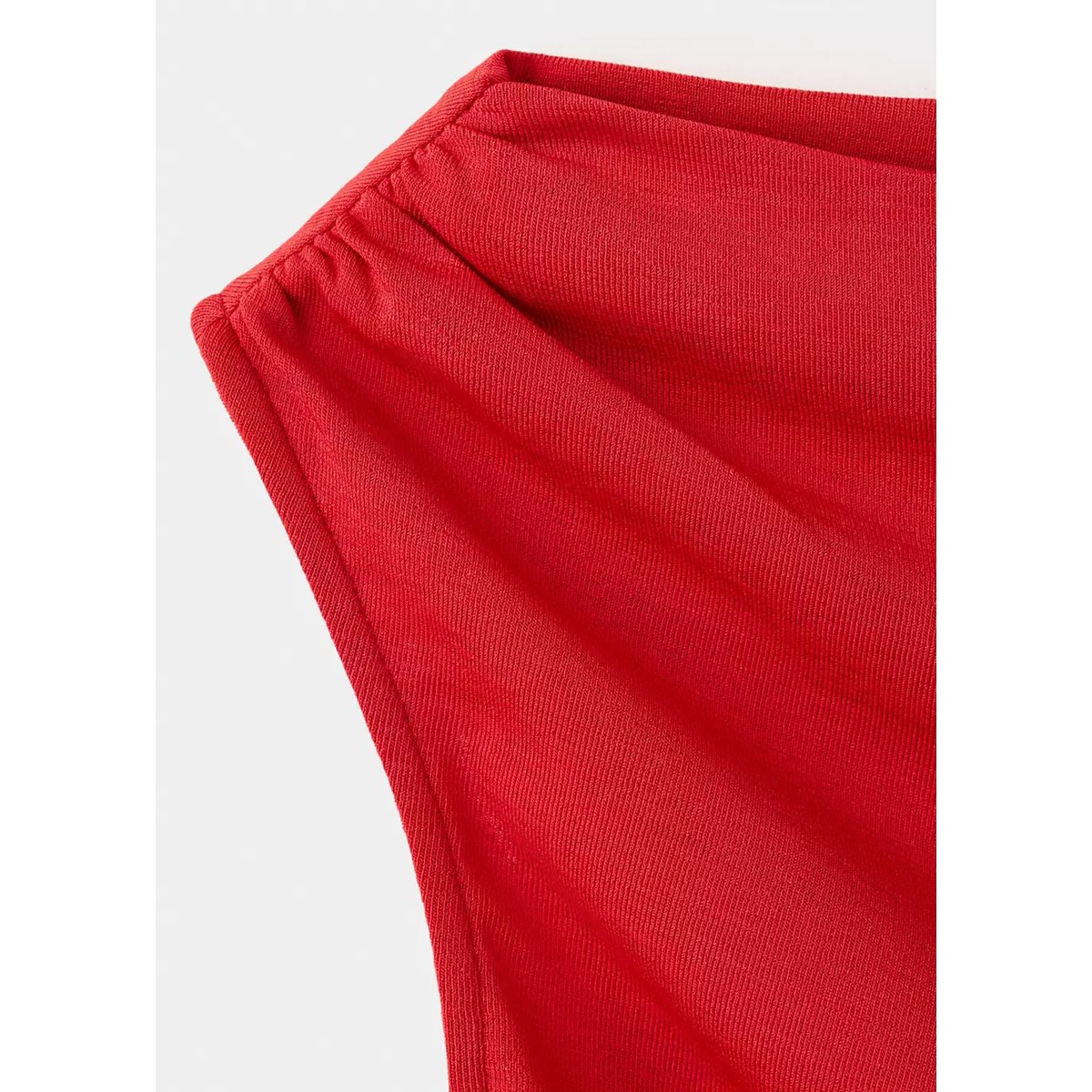 Top asymétrique froncé rouge, MANGO