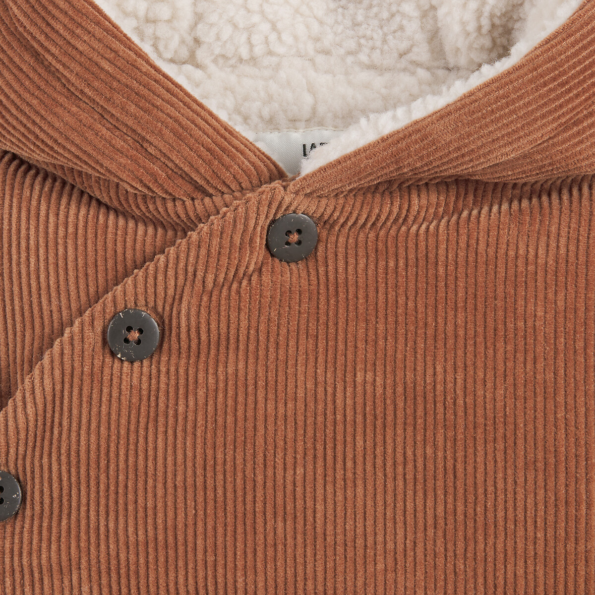 Manteau chaud à capuche en velours doublé sherpa beige, LA REDOUTE COLLECTIONS