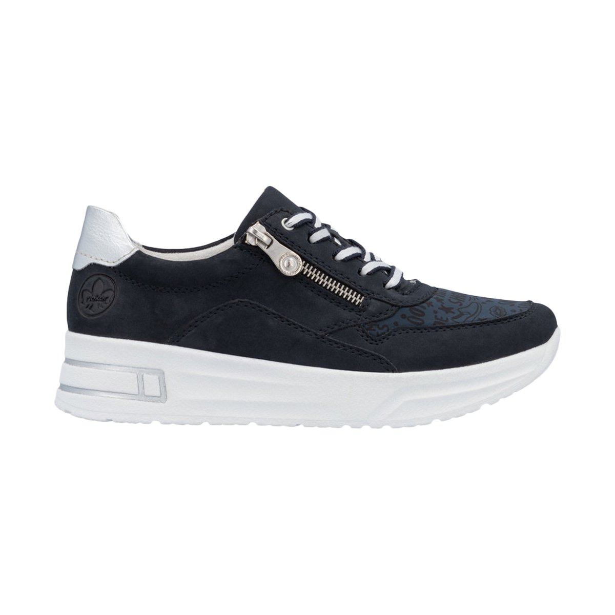Basket Basse Cuir Alabama bleu, RIEKER
