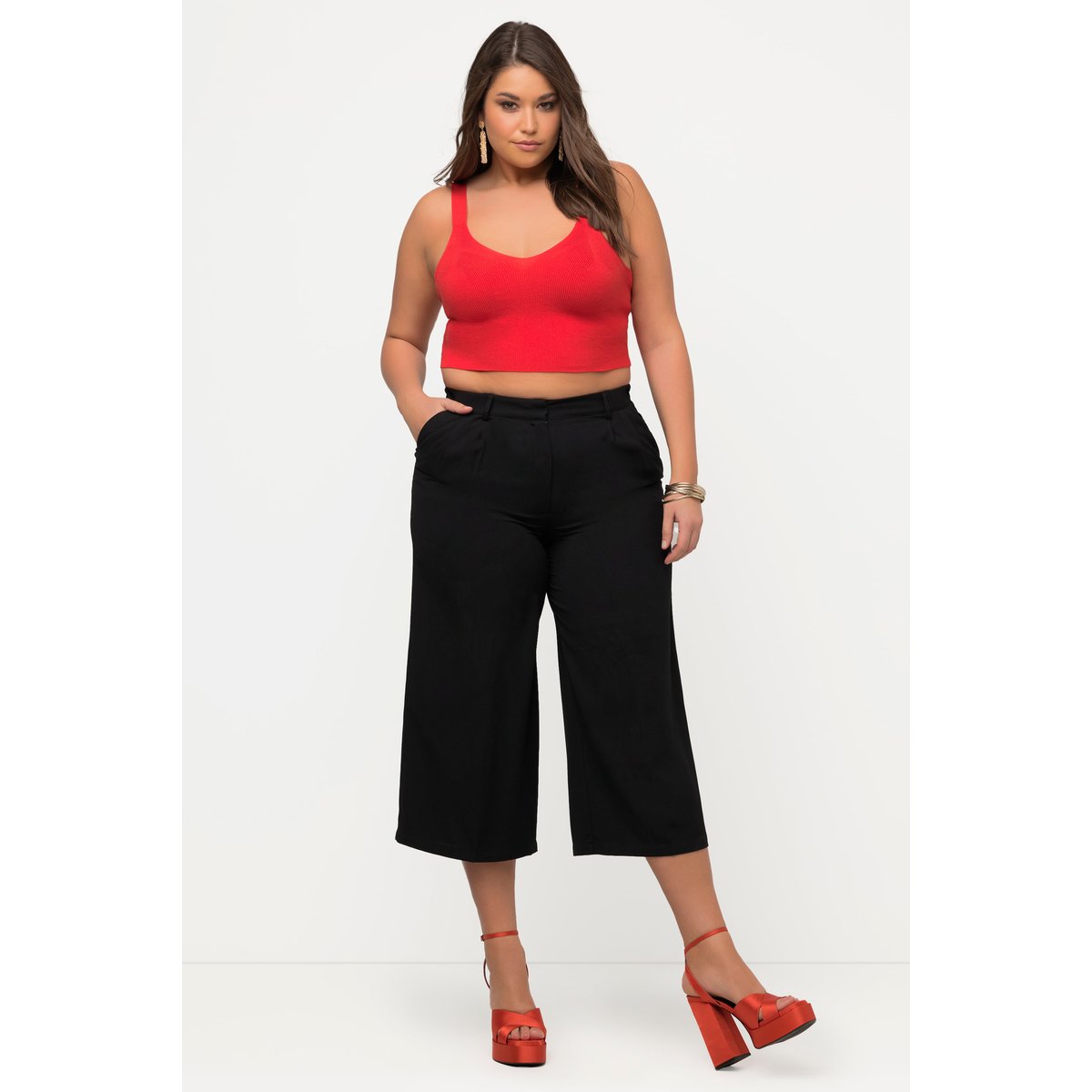 Bustier en maille côtelée, col en V poivron, ULLA POPKEN