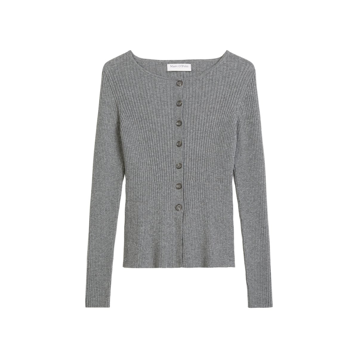 Cardigan ajusté en un mélange doux de laine vierge et de viscose gris, MARC O’POLO DENIM