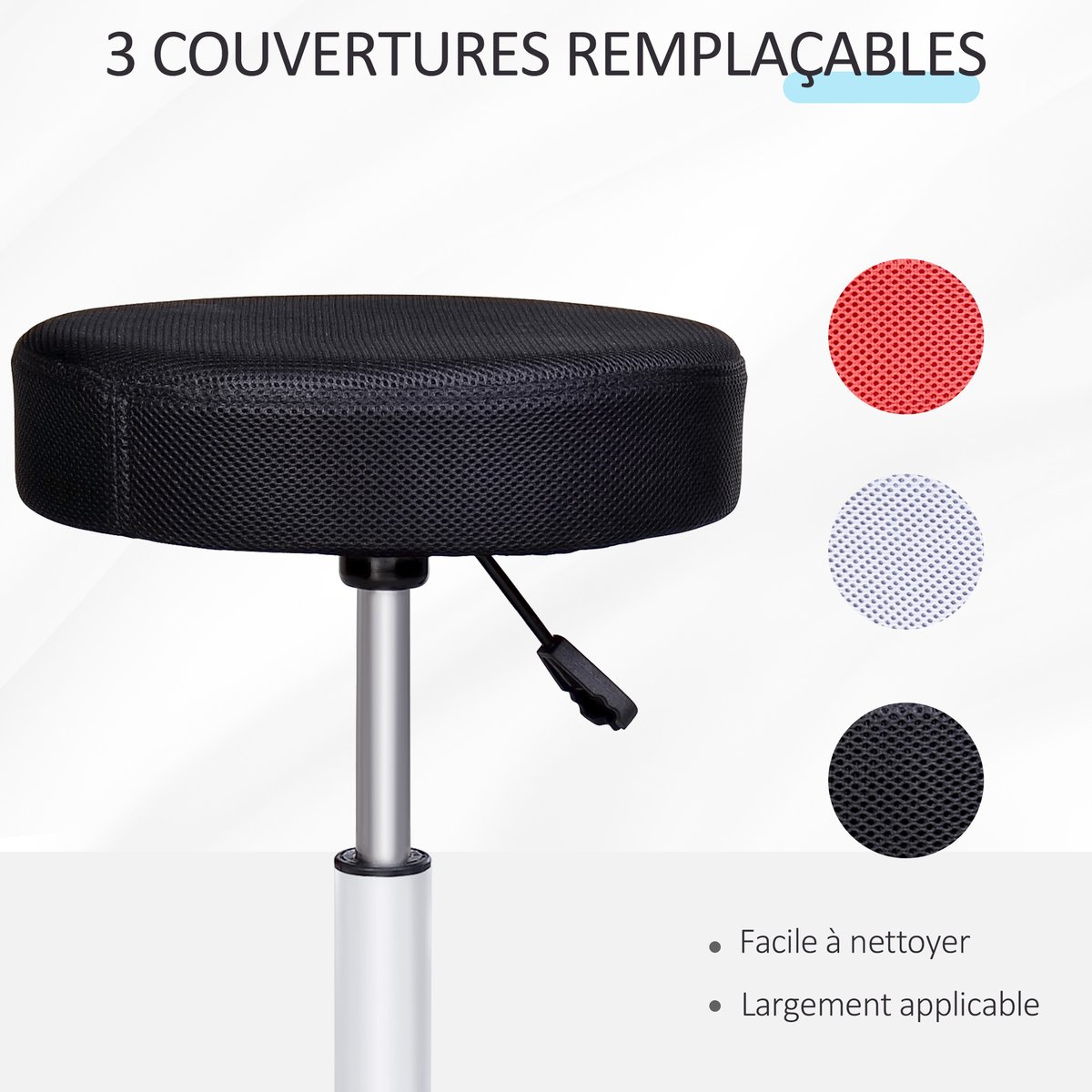 Tabouret de salon Bois Noir noir/rouge/blanc, HOMCOM