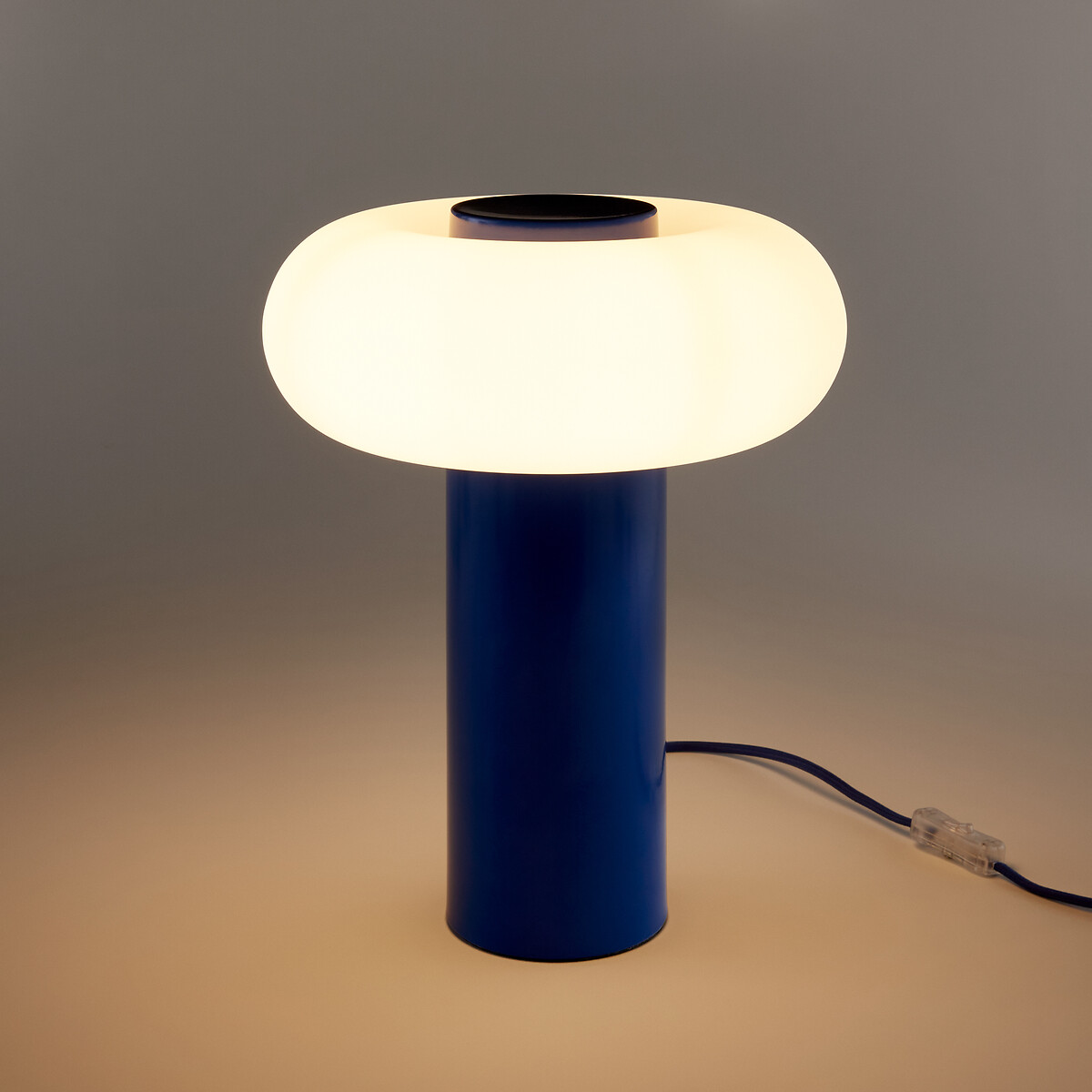 Tafellamp in ijzer en opaline H36,6 cm, Omer blauw, LA REDOUTE INTERIEURS
