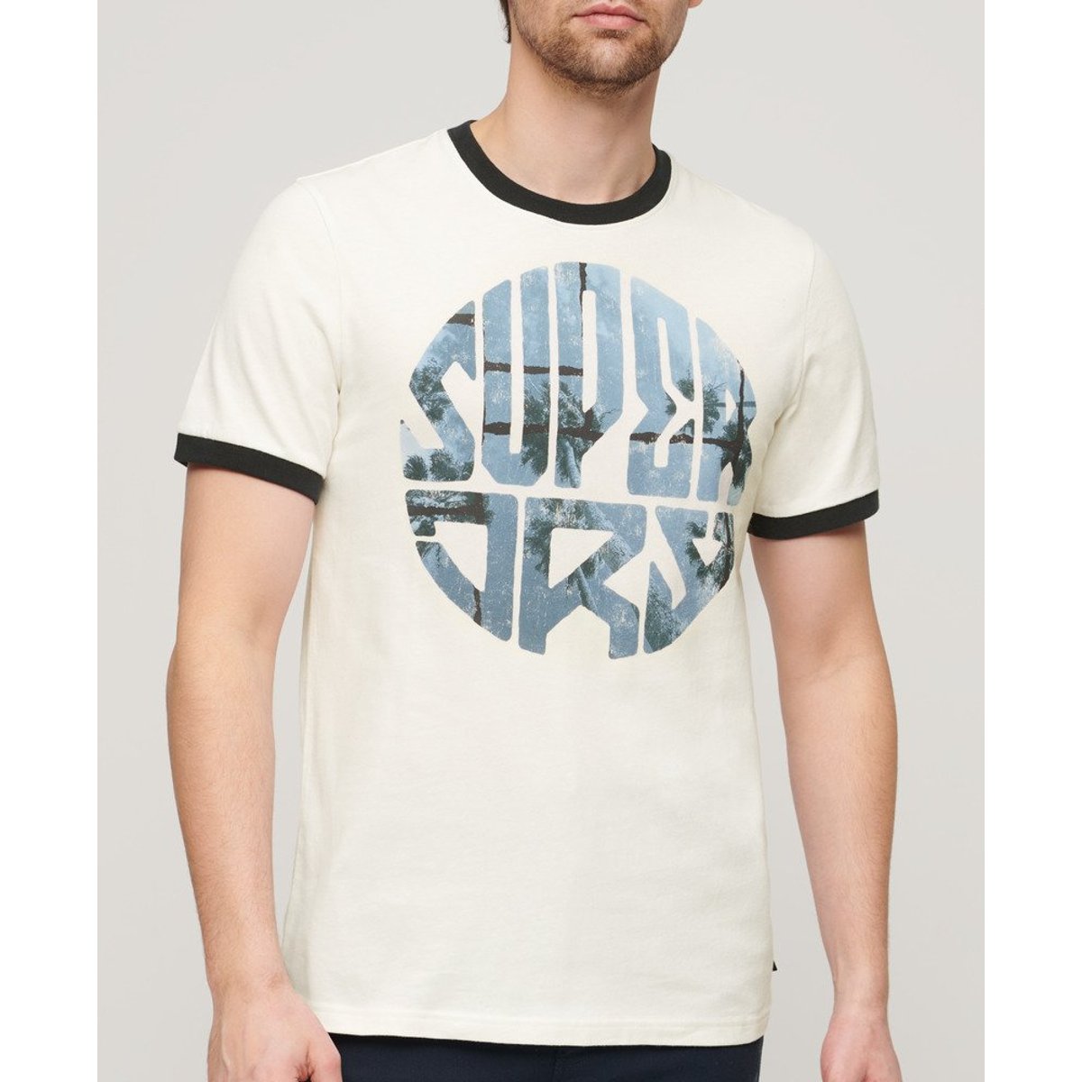 T-shirt à logo photographique blanc hivernal, SUPERDRY