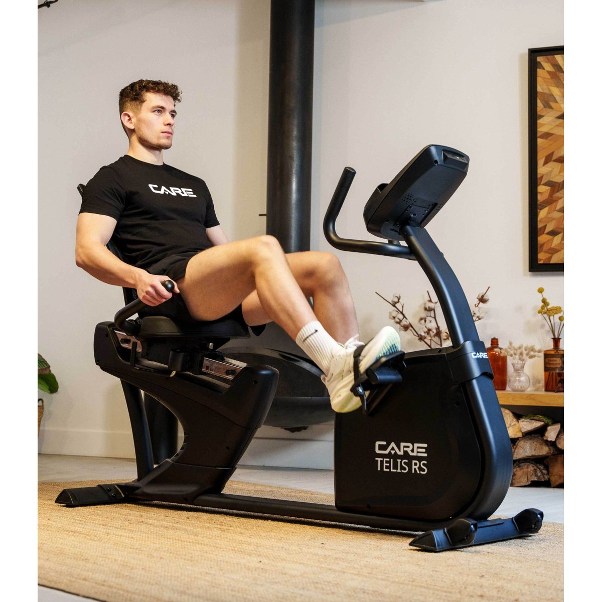 Vélo semi allongé auto-alimenté - TELIS RS - ergomètre connecté noir, CARE FITNESS