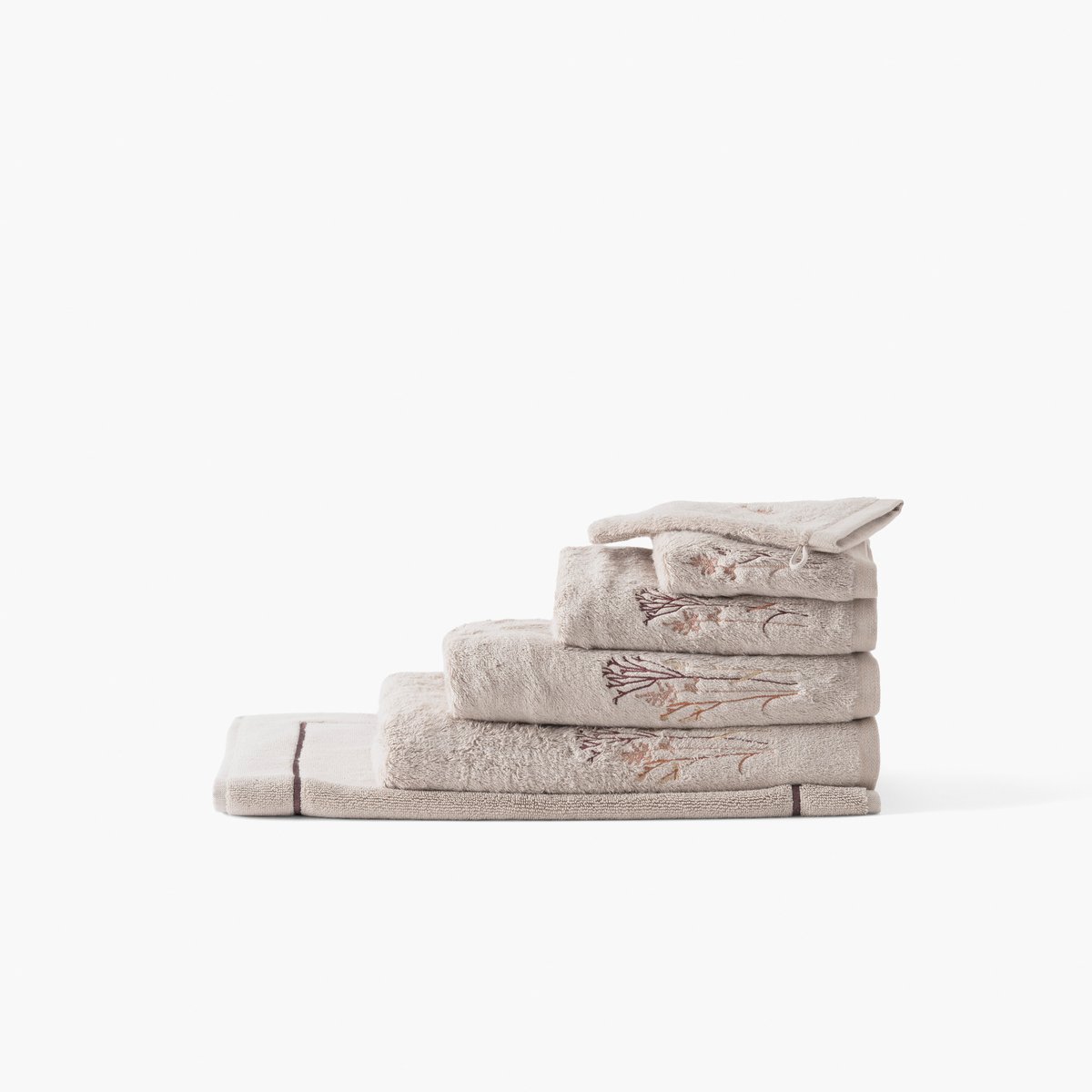 Tapis de bain coton et viscose de bambou AURA taupe, CARRE BLANC