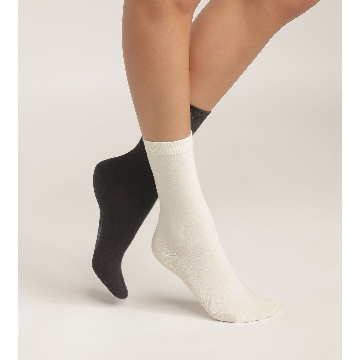 Set mit 2 Paar Wadensocken COTON elfenbein / anthrazit, DIM