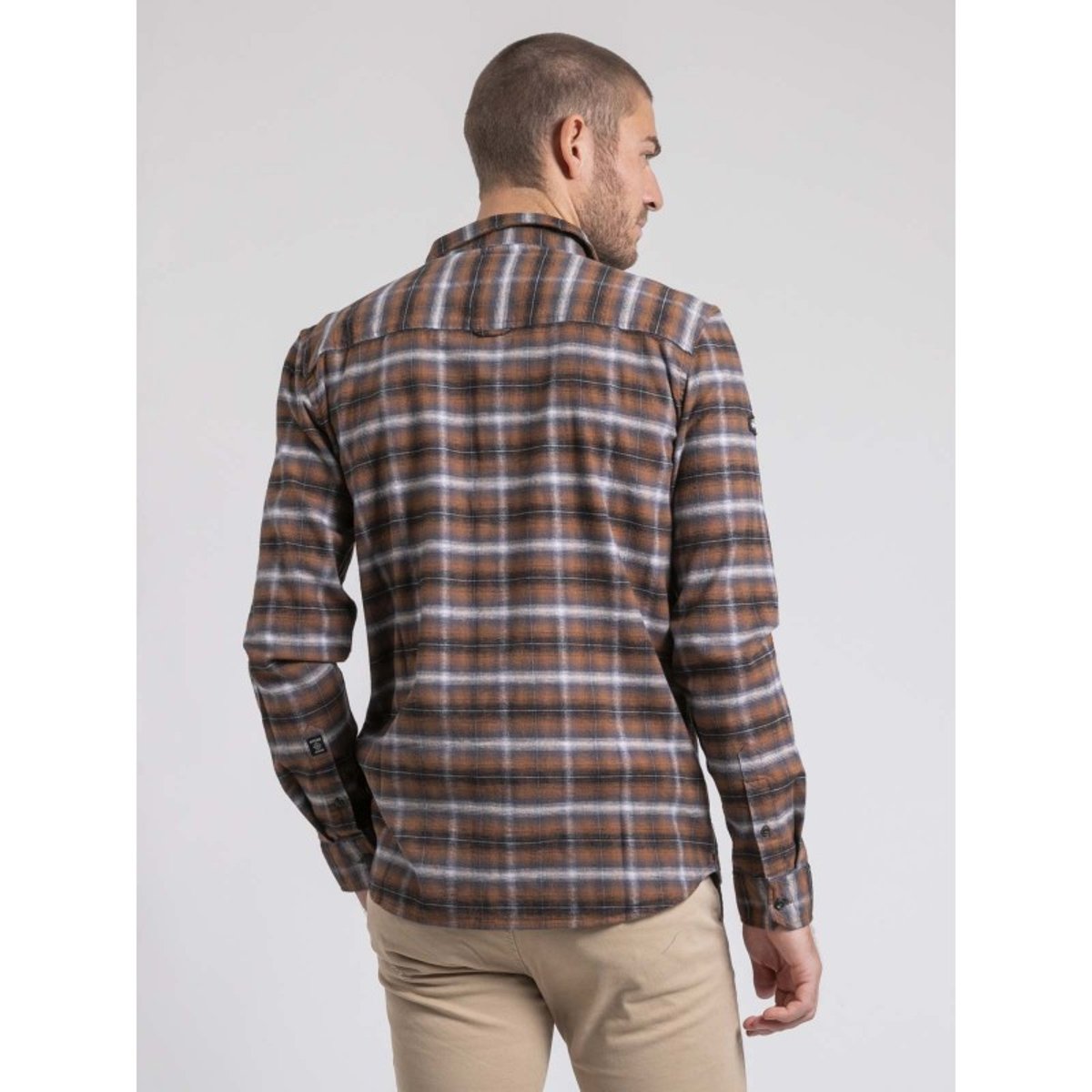 Chemise Manches Longues Carreaux Pur Coton Flanelle Toltivio camel, RITCHIE