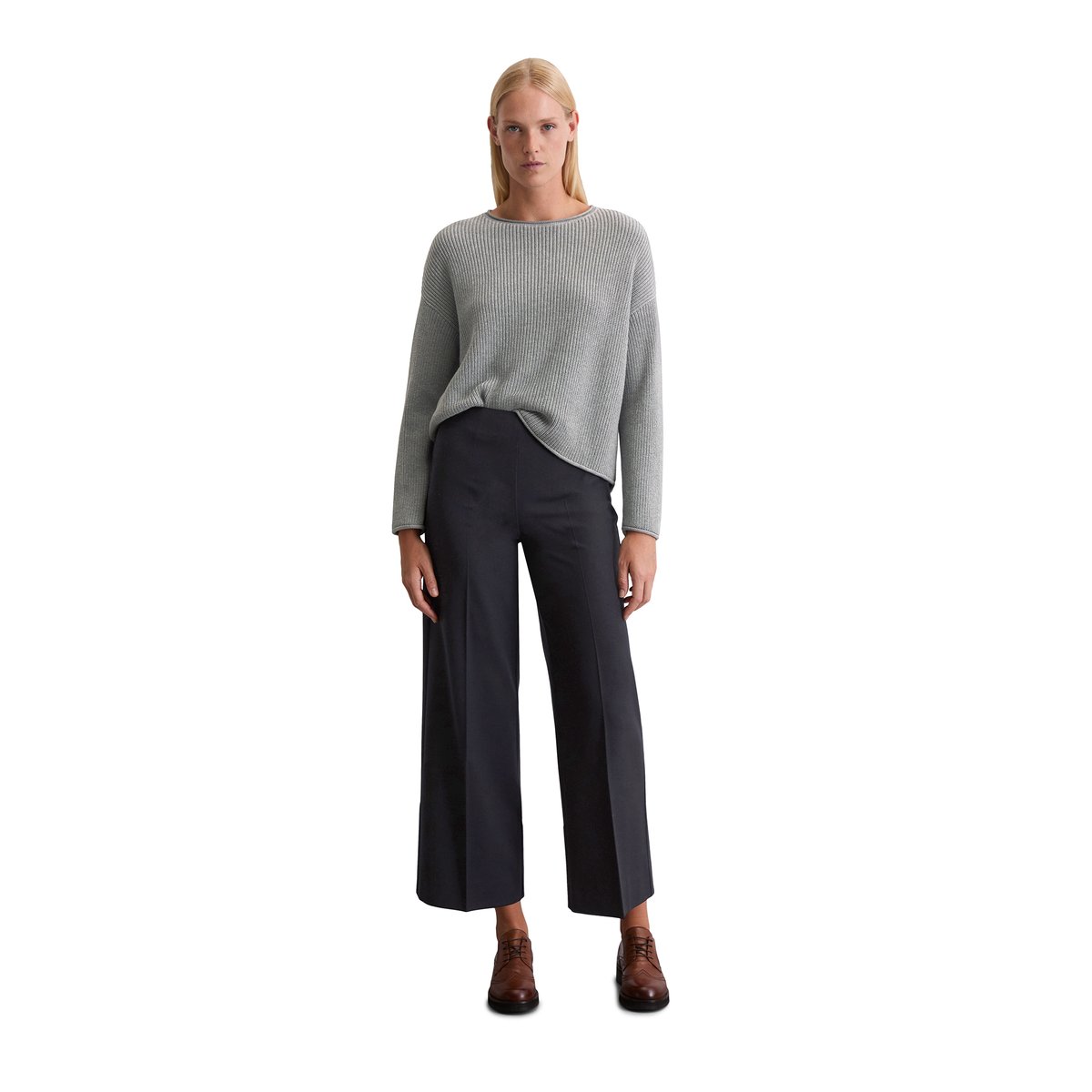Pull en maille DfC oversize en coton organique lourd gris clair, MARC O'POLO