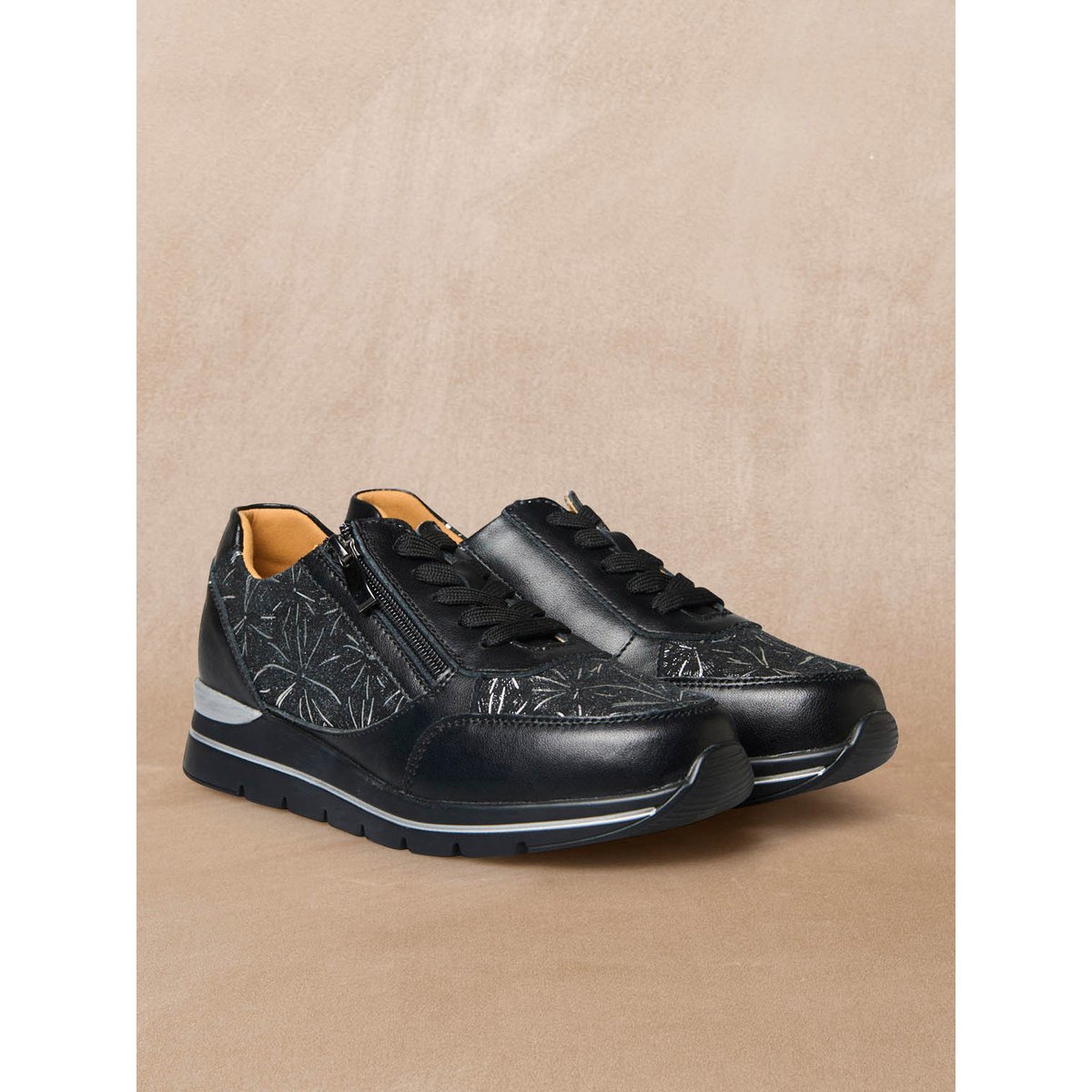 Derbies zip et lacets semelle amovible noir, PEDICONFORT