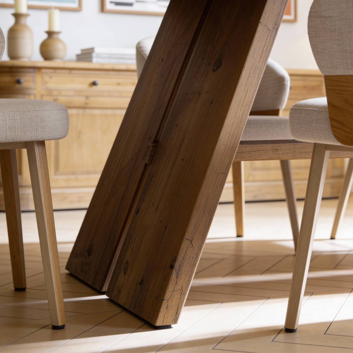 Table à manger en bois recyclé BLAISE bois clair, MADE IN MEUBLES