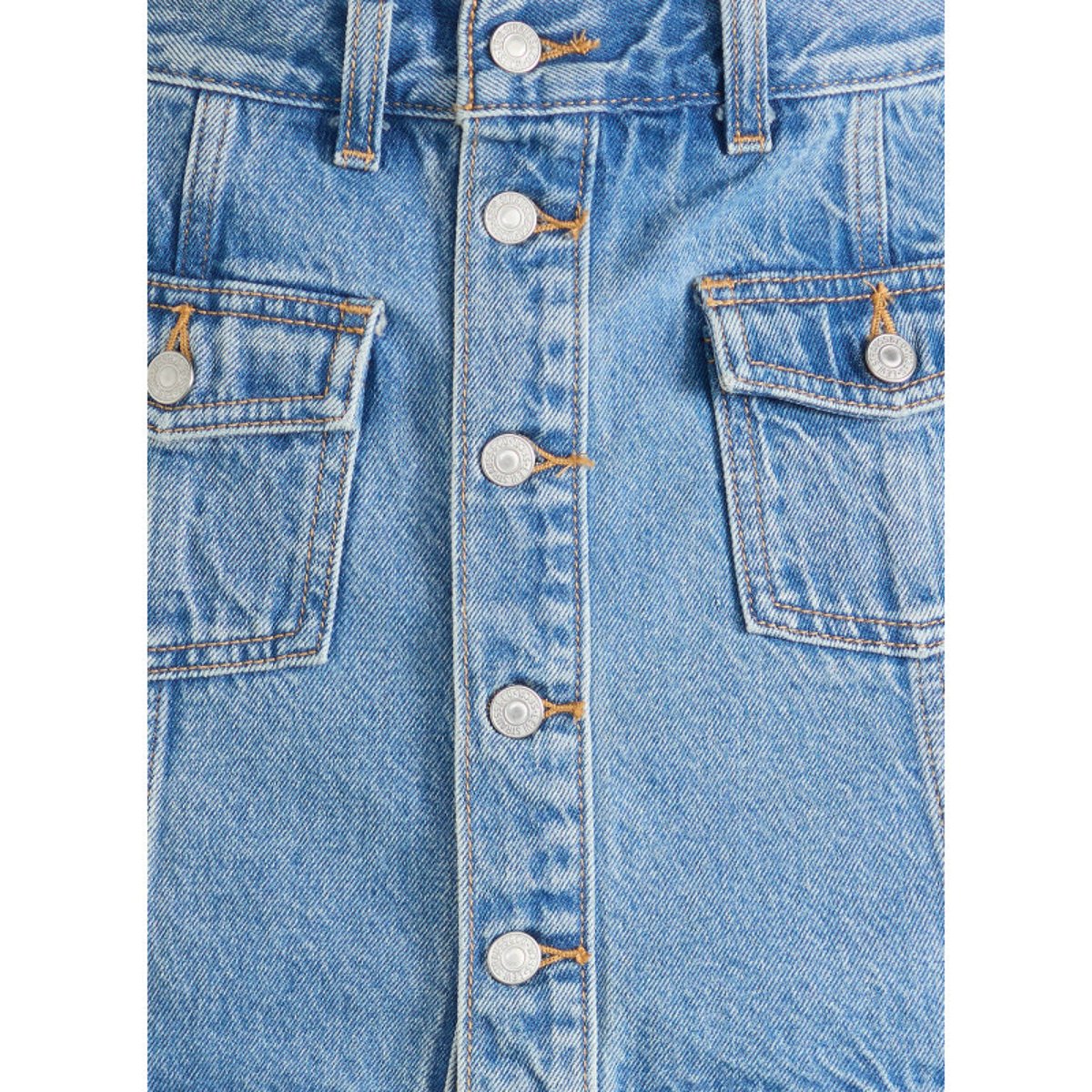 Jupe courte en coton bleu uni avec une coupe droite et une fermeture boutonnée bleu, LEVI'S
