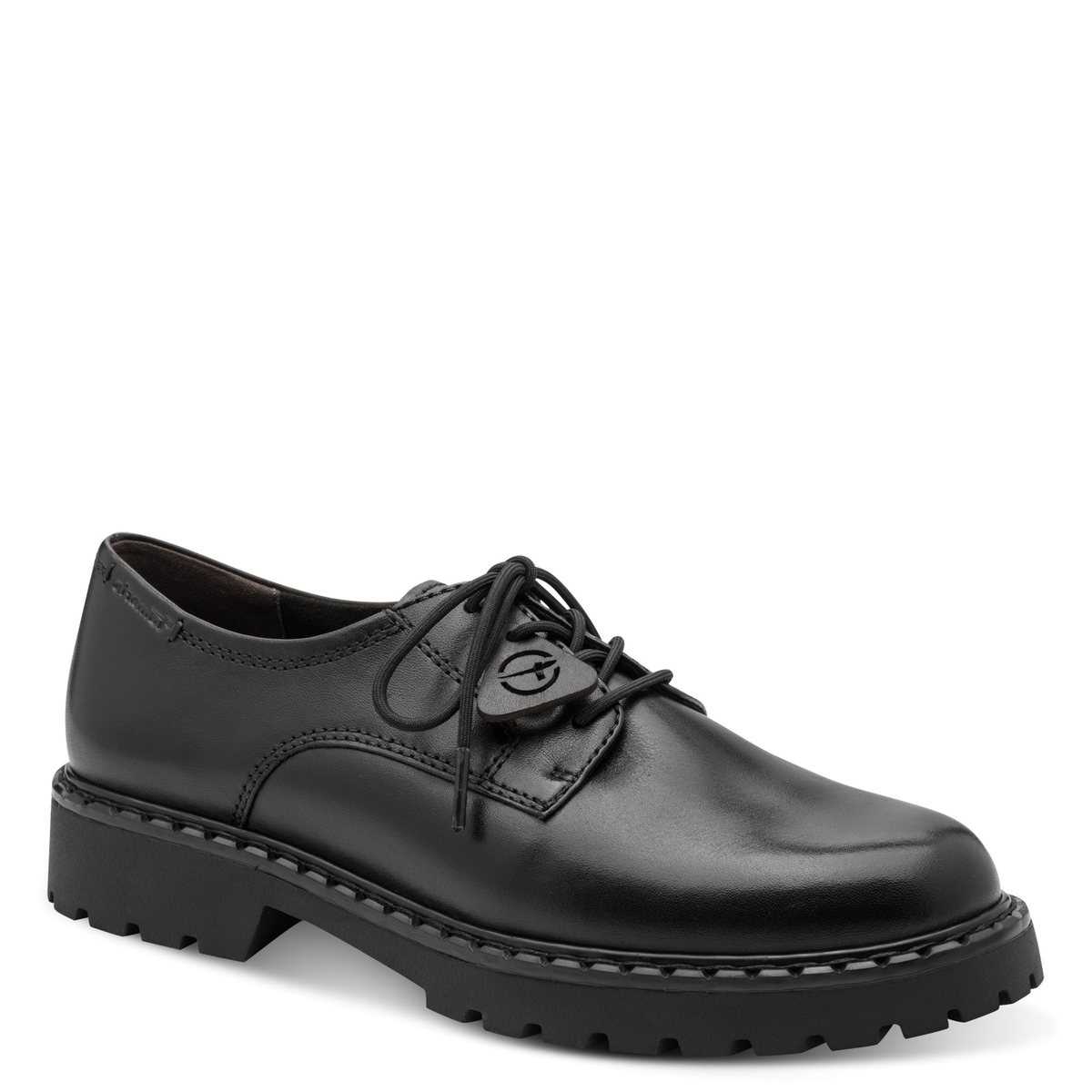 Derbie en cuir noir, TAMARIS