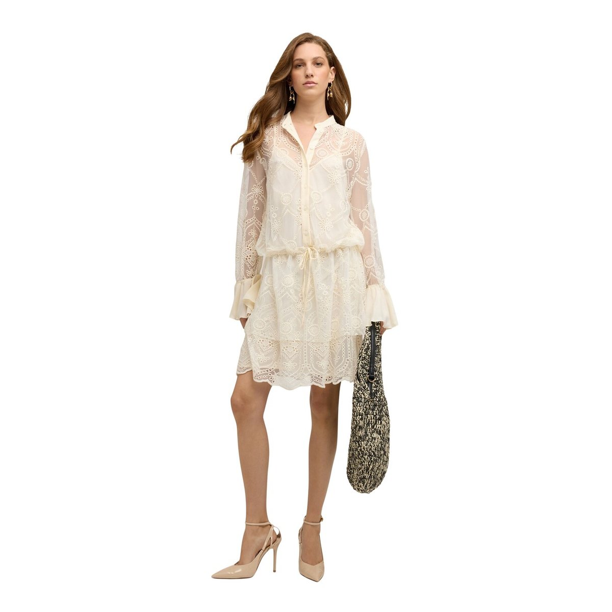 Robe chemisier brodée blanc, MOTIVI