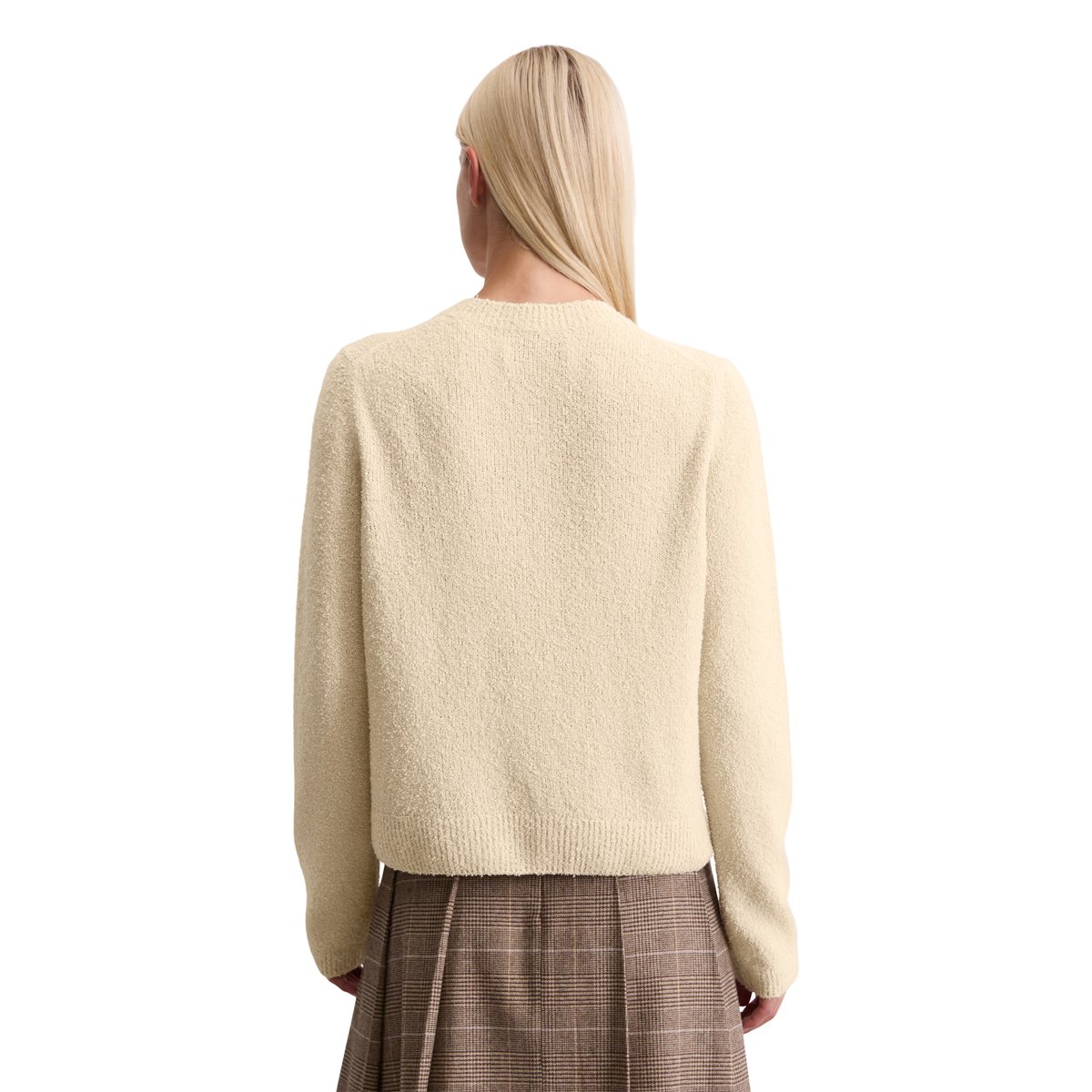 Cardigan regular en fil bouclé beige, MARC O'POLO