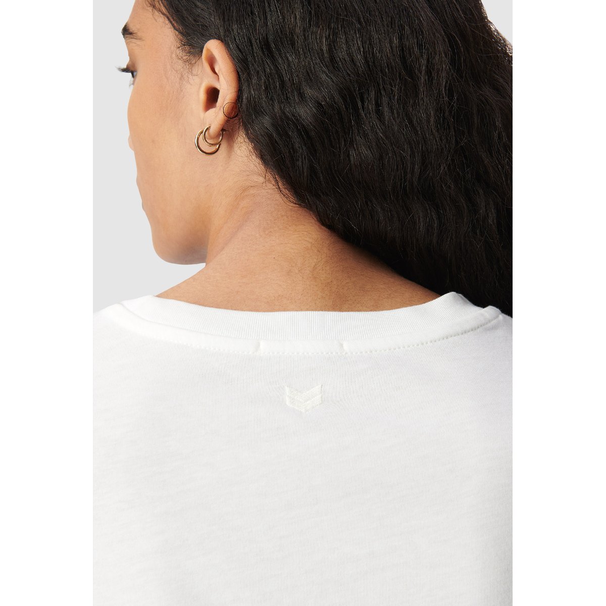 Tee-shirt droit col rond broderie chevrons dos blanc cassé, IKKS