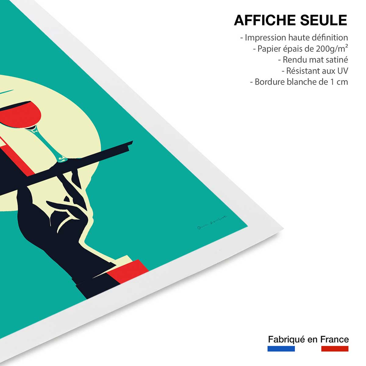 Affiche cuisine Verre de vin à la Française affiche seule, HEXOA
