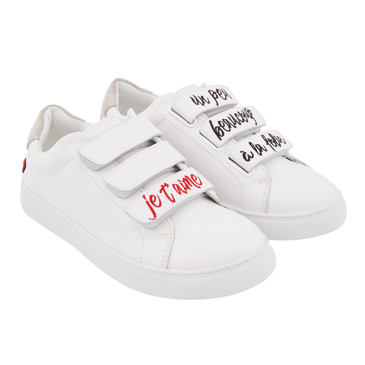 Baskets En Cuir Edith Je T'aime blanc, BONS BAISERS