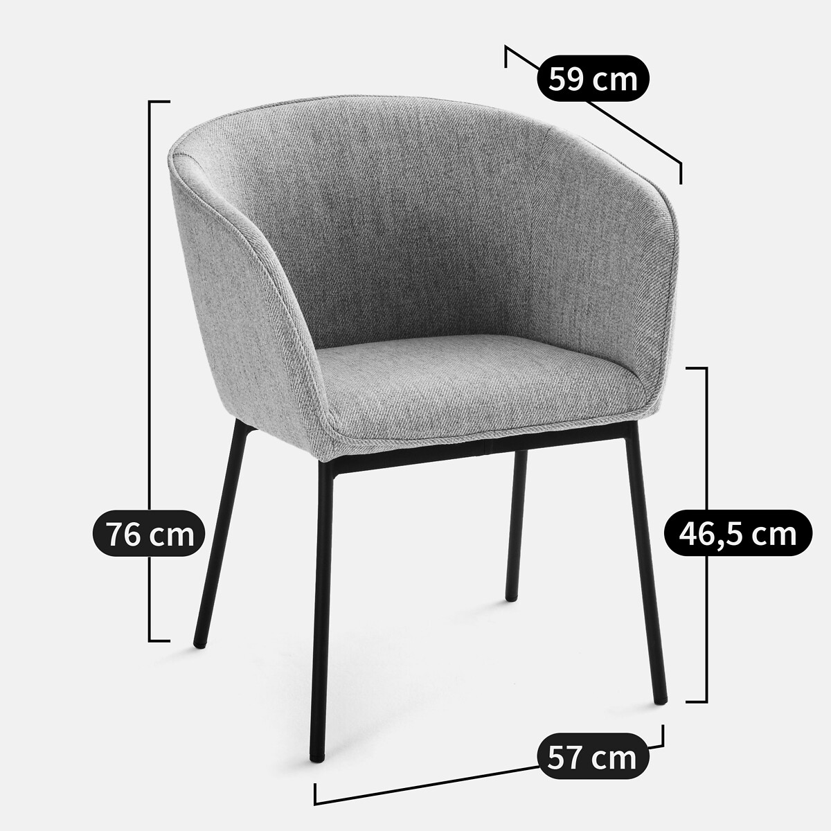 Fauteuil de table, Mitis beige chiné, LA REDOUTE INTERIEURS