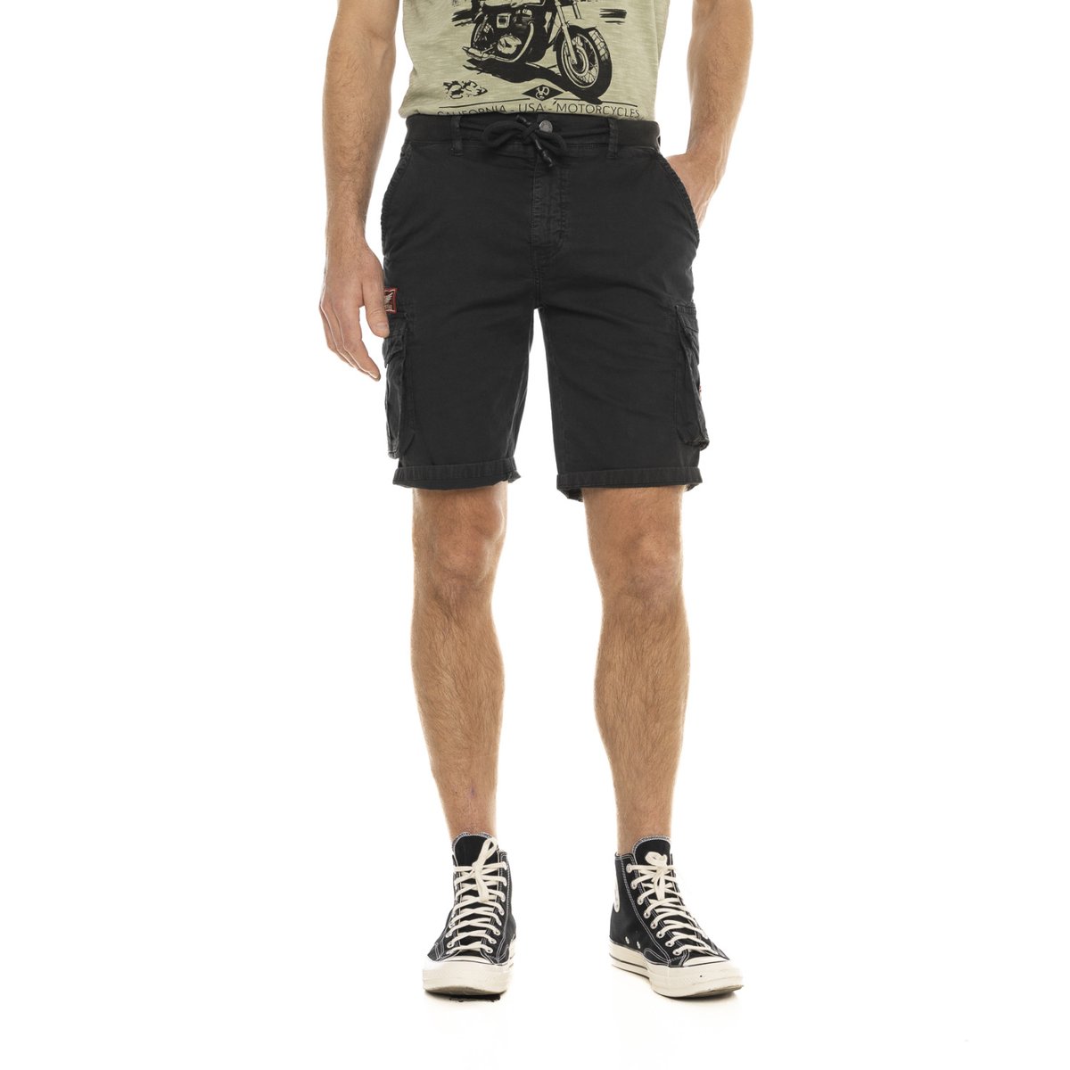 Bermuda en coton PISTON noir, VON DUTCH