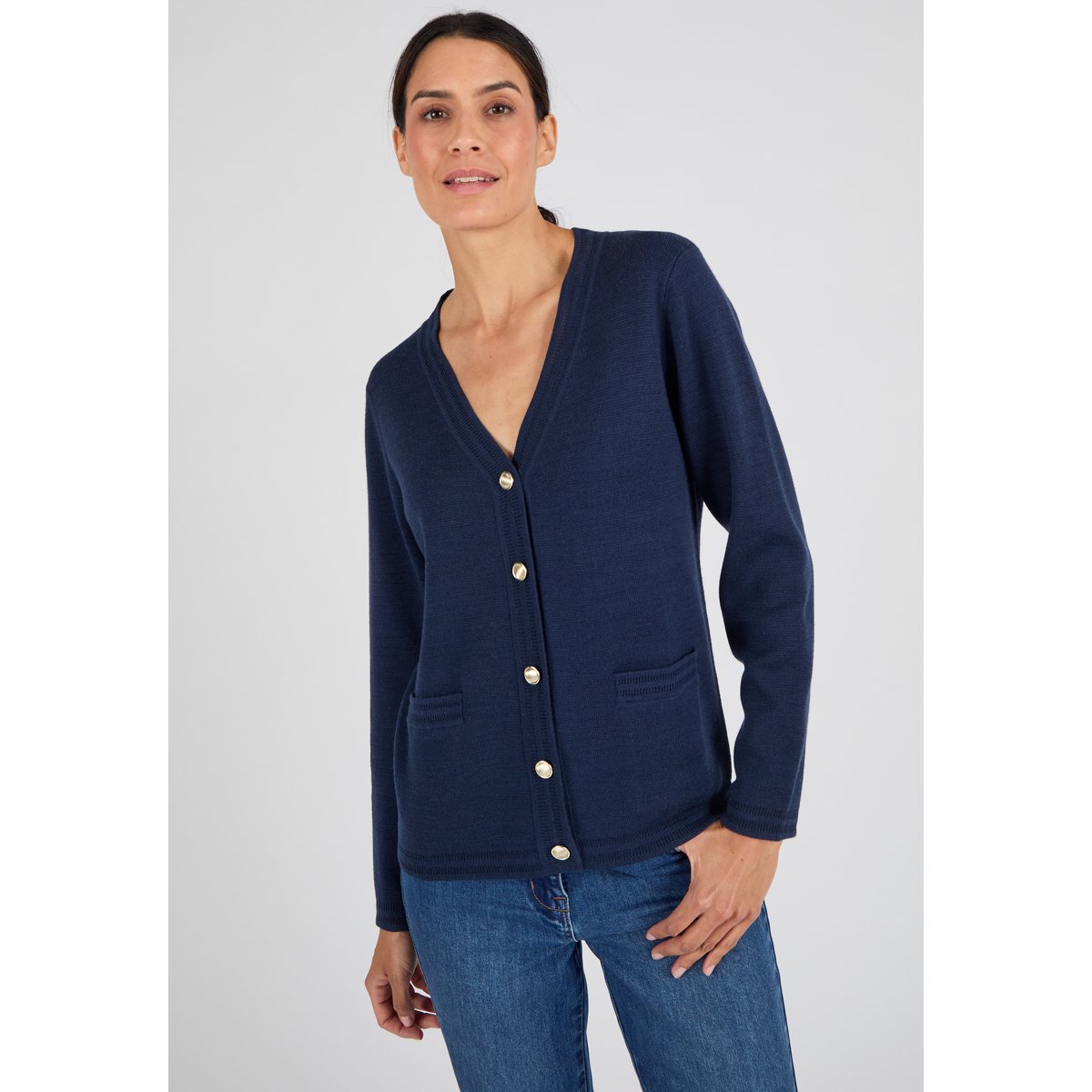 Gilet mélange laine bleu marine, DAMART