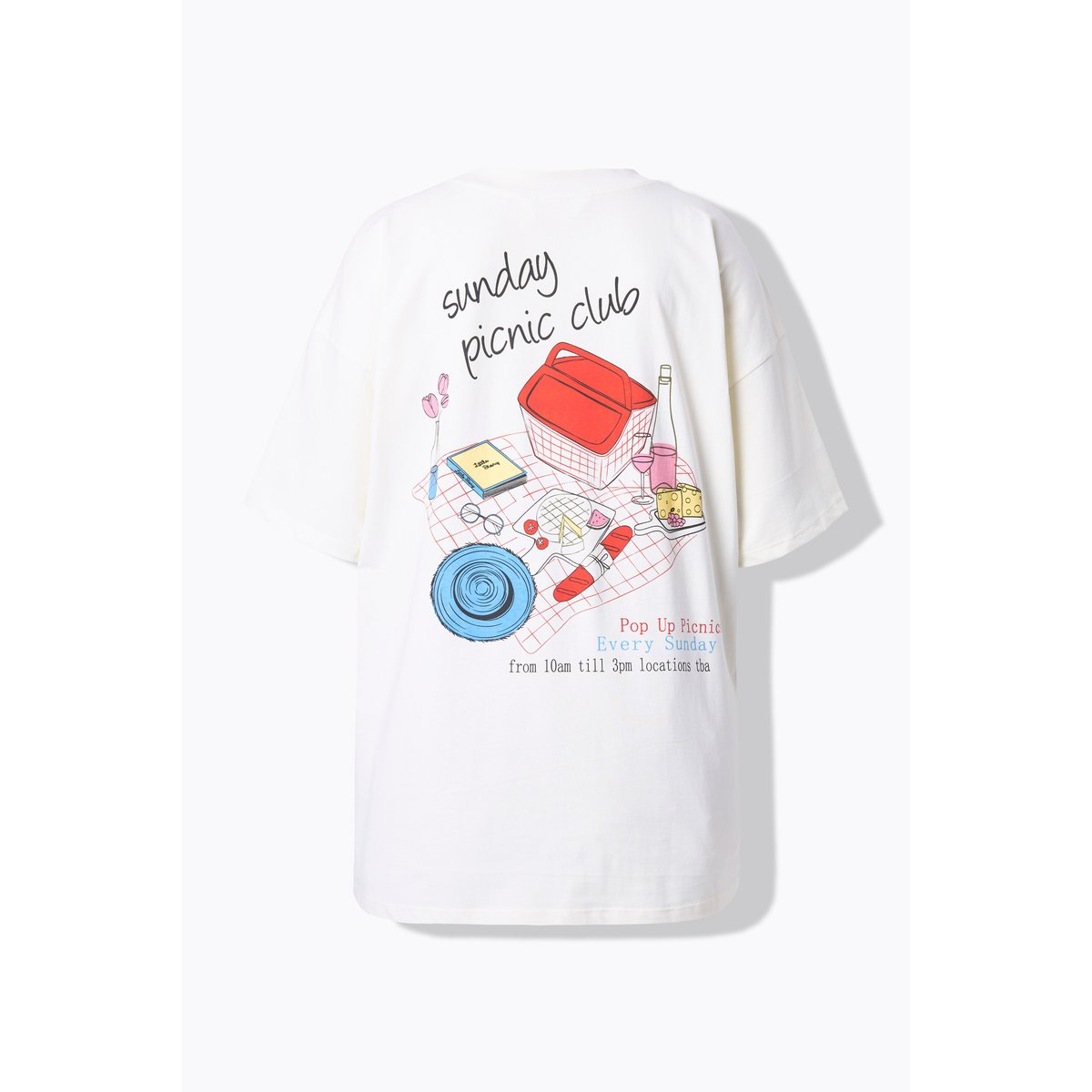 T-shirt oversize, imprimé Picnic dans le dos blanc cassé, STUDIO UNTOLD