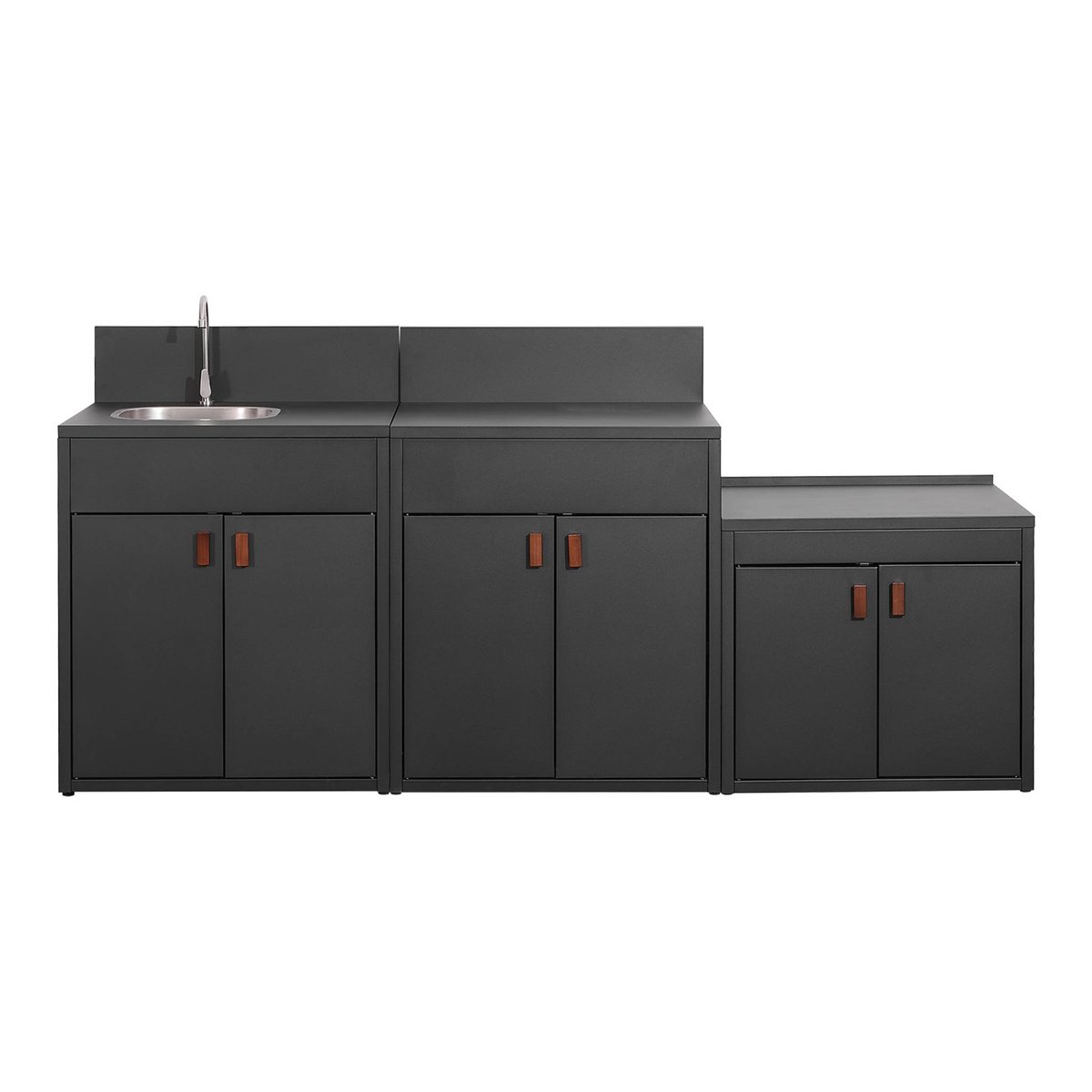 Cuisine extérieure 3 modules acier inoxydable THIRA 3 MODULES noir, SWEEEK