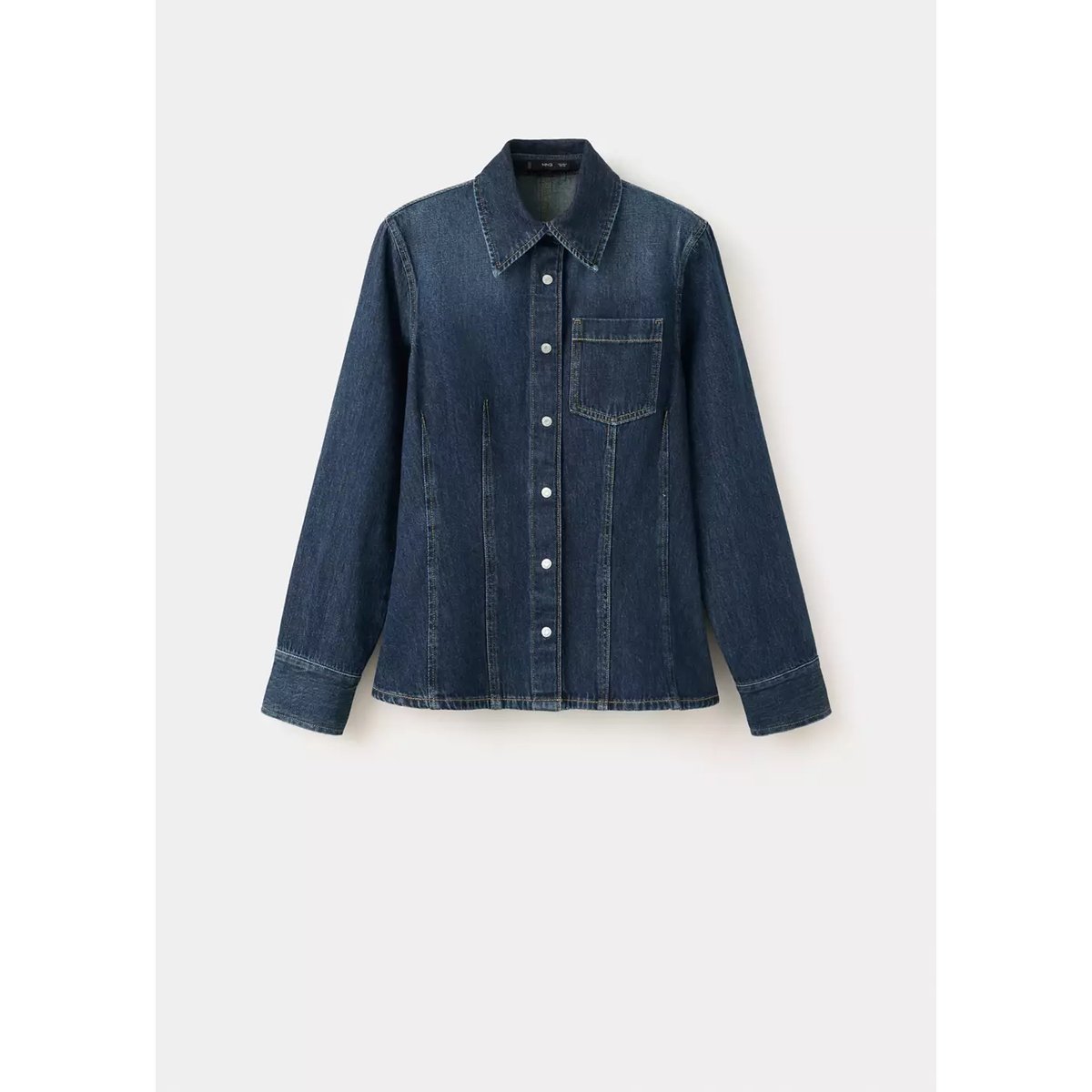 Chemise jean poche bleu foncé, MANGO