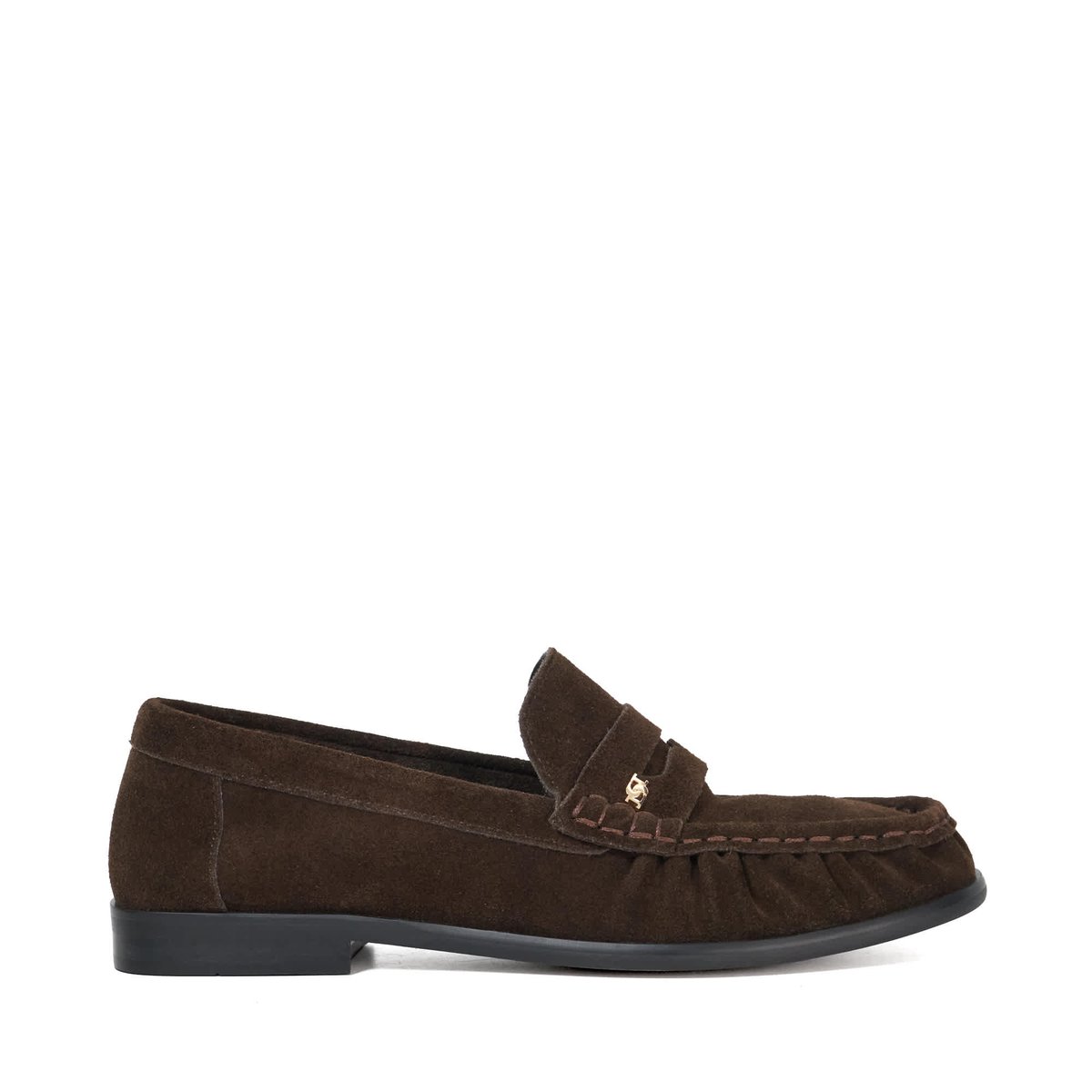 Mocassins en daim à bout froncé à enfiler - GRISELLA brown-suede, DUNE LONDON