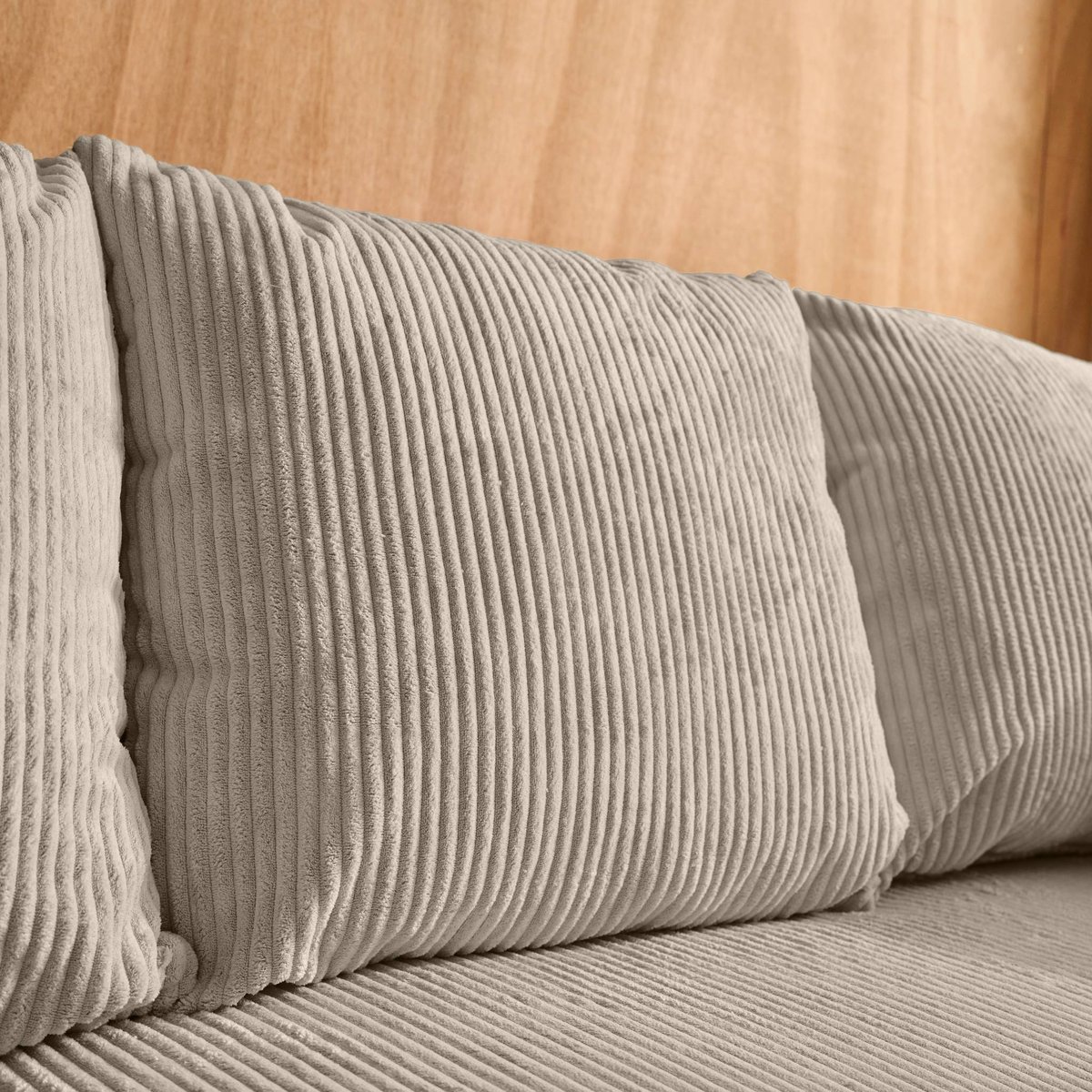 Canapé d'angle convertible réversible 3 places velours côtelé avec coffre ALMO taupe, SWEEEK
