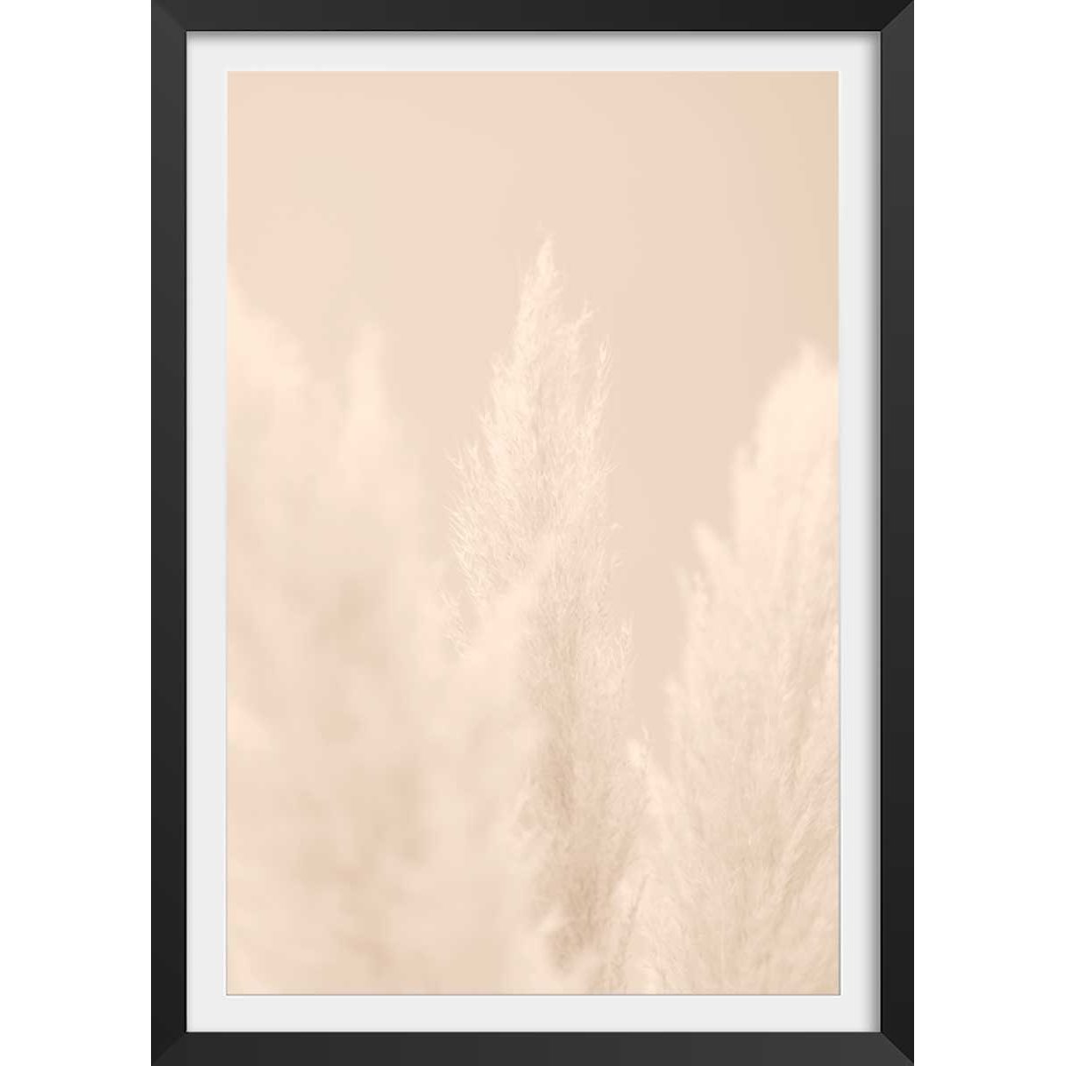 Affiche  scandi  de roseaux affiche + cadre en bois - noir, HEXOA
