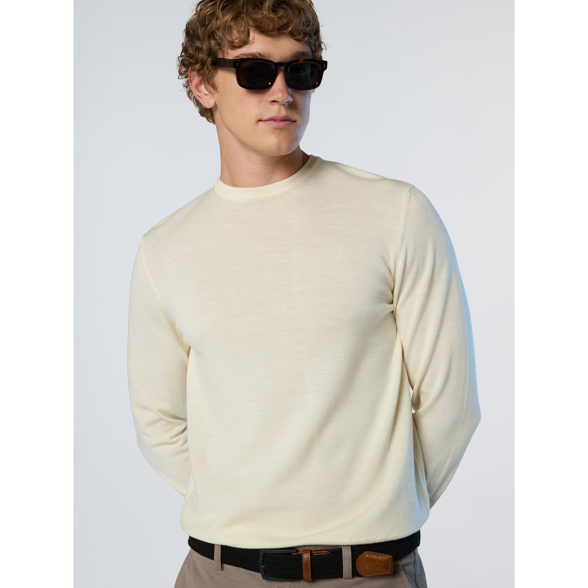 Pull à col rond en laine mérinos crème, NORTH SAILS