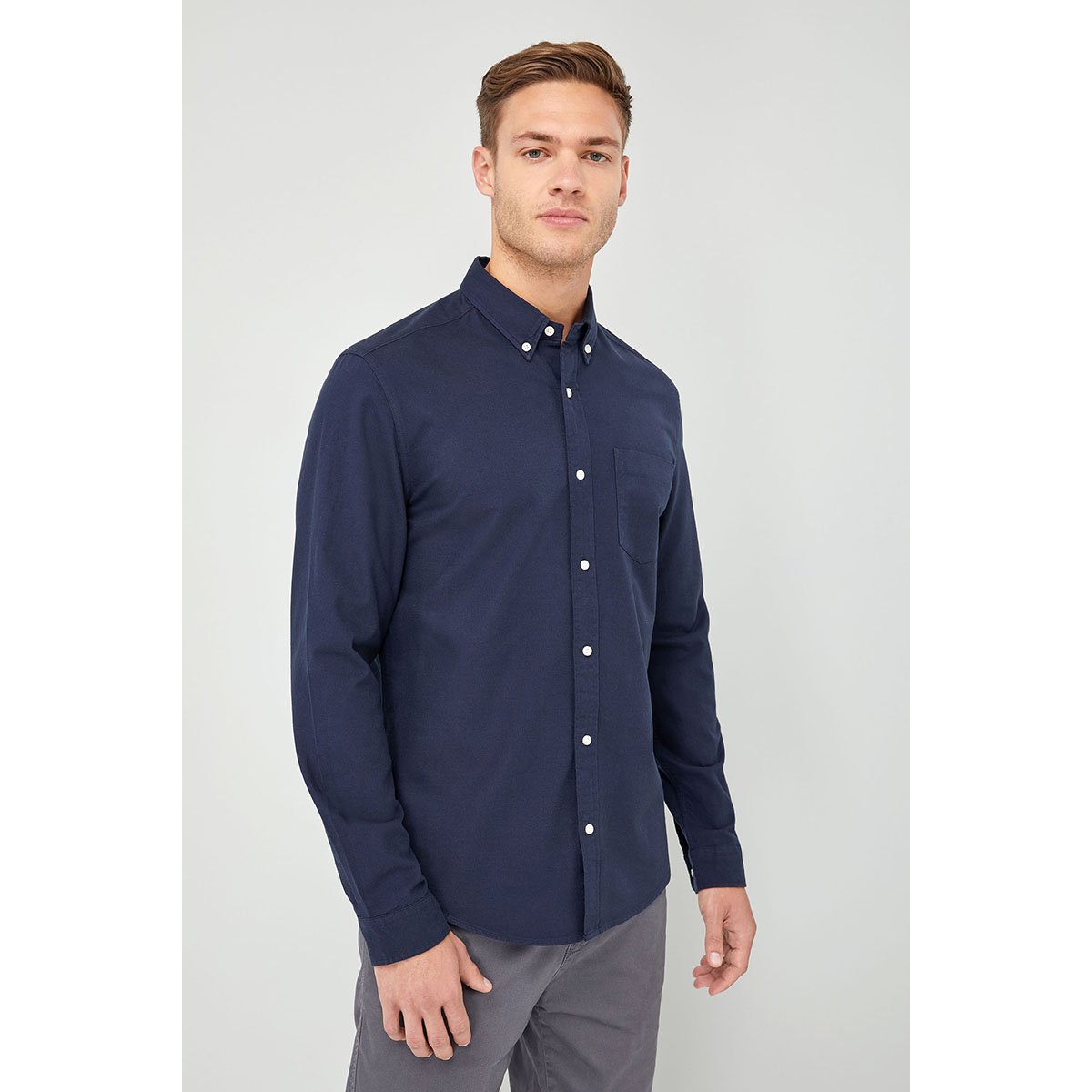 Chemise Oxford Aux Manches Longues marine, NEXT