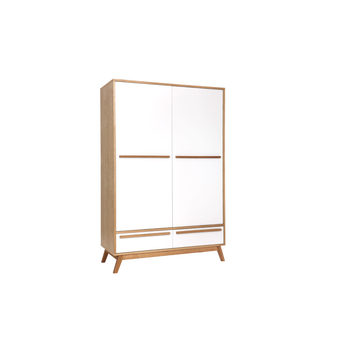 Armoire design avec penderie finition bois clair et blanc mat L120 cm HELIA blanc, MILIBOO
