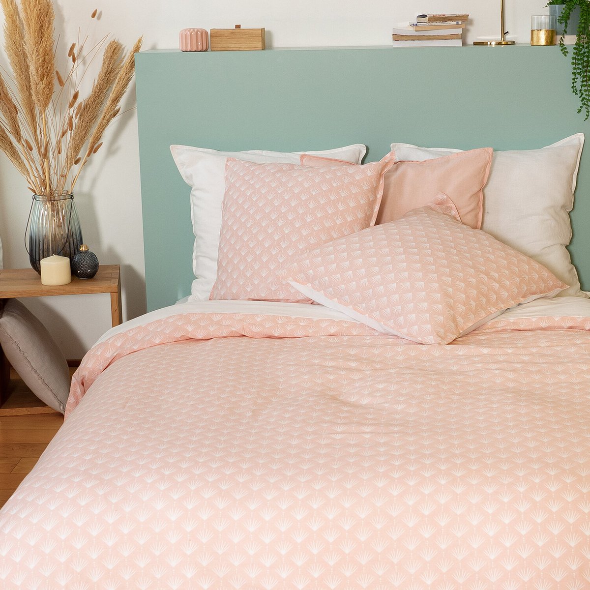 Parure housse de couette en coton imprimée, Evi rose, C DESIGN HOME TEXTILE