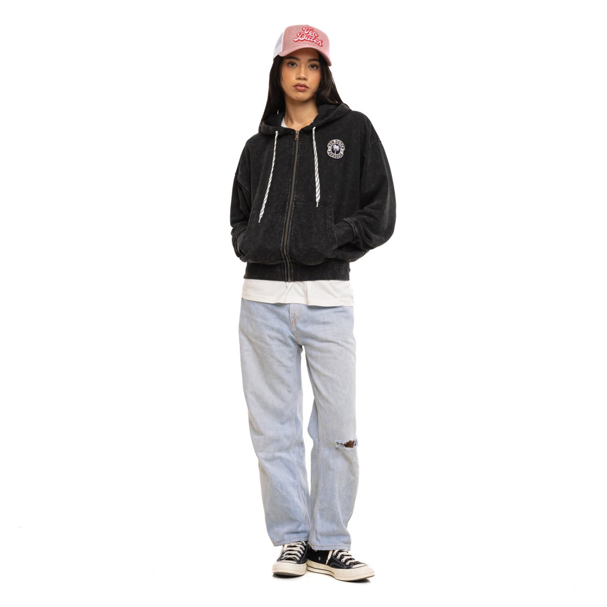 Sweat à Capuche PALM noir/blanc, VON DUTCH