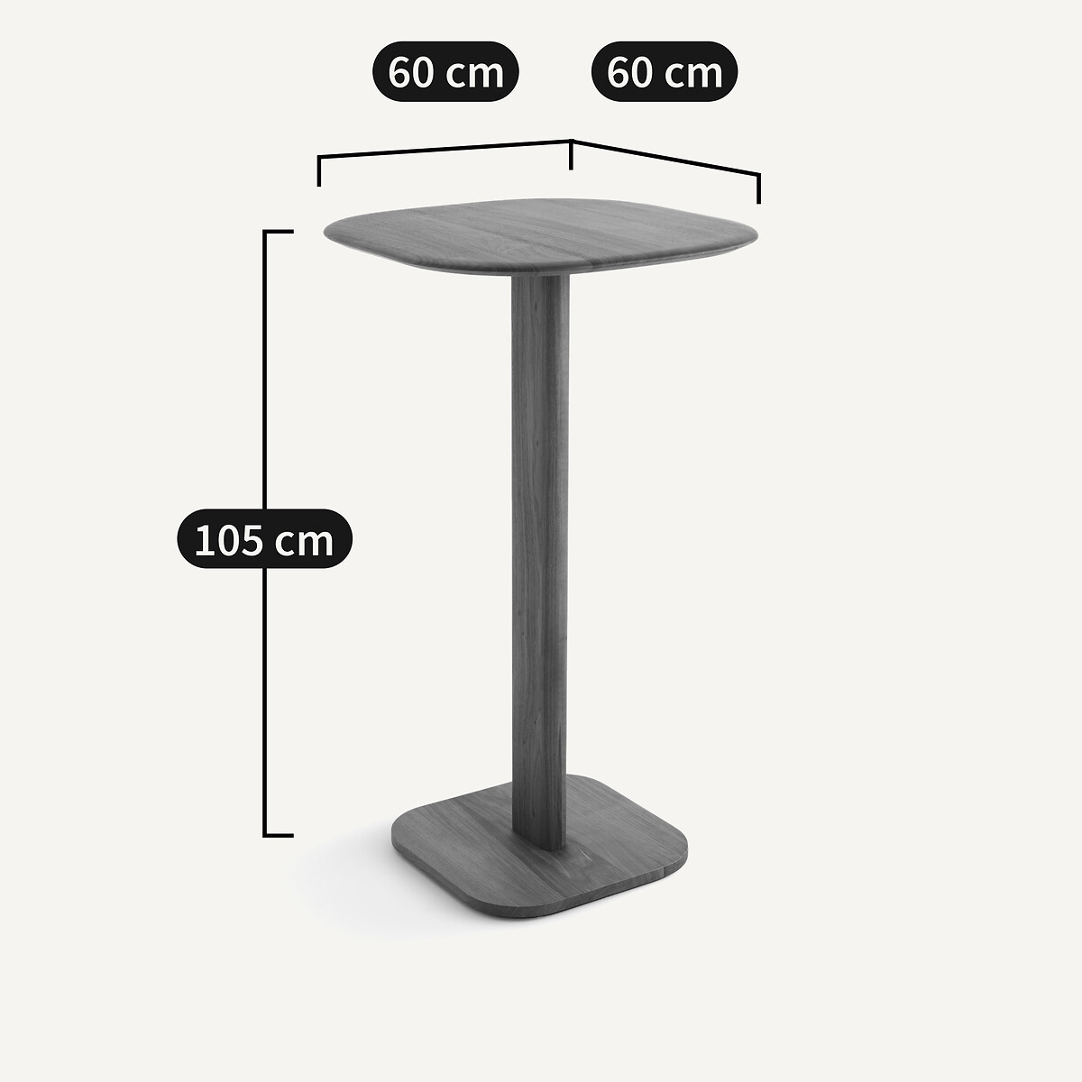 Table de bistrot haute, noyer massif, 2 personnes, MONCEAU noyer, EMMANUEL GALLINA X AM.PM