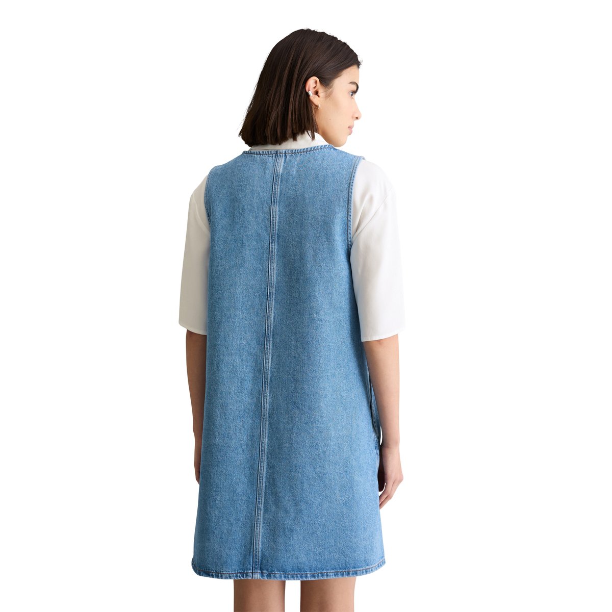 Mini-robe en jean loose avec des fibres de feuilles d'ananas bleu moyen, MARC O’POLO DENIM