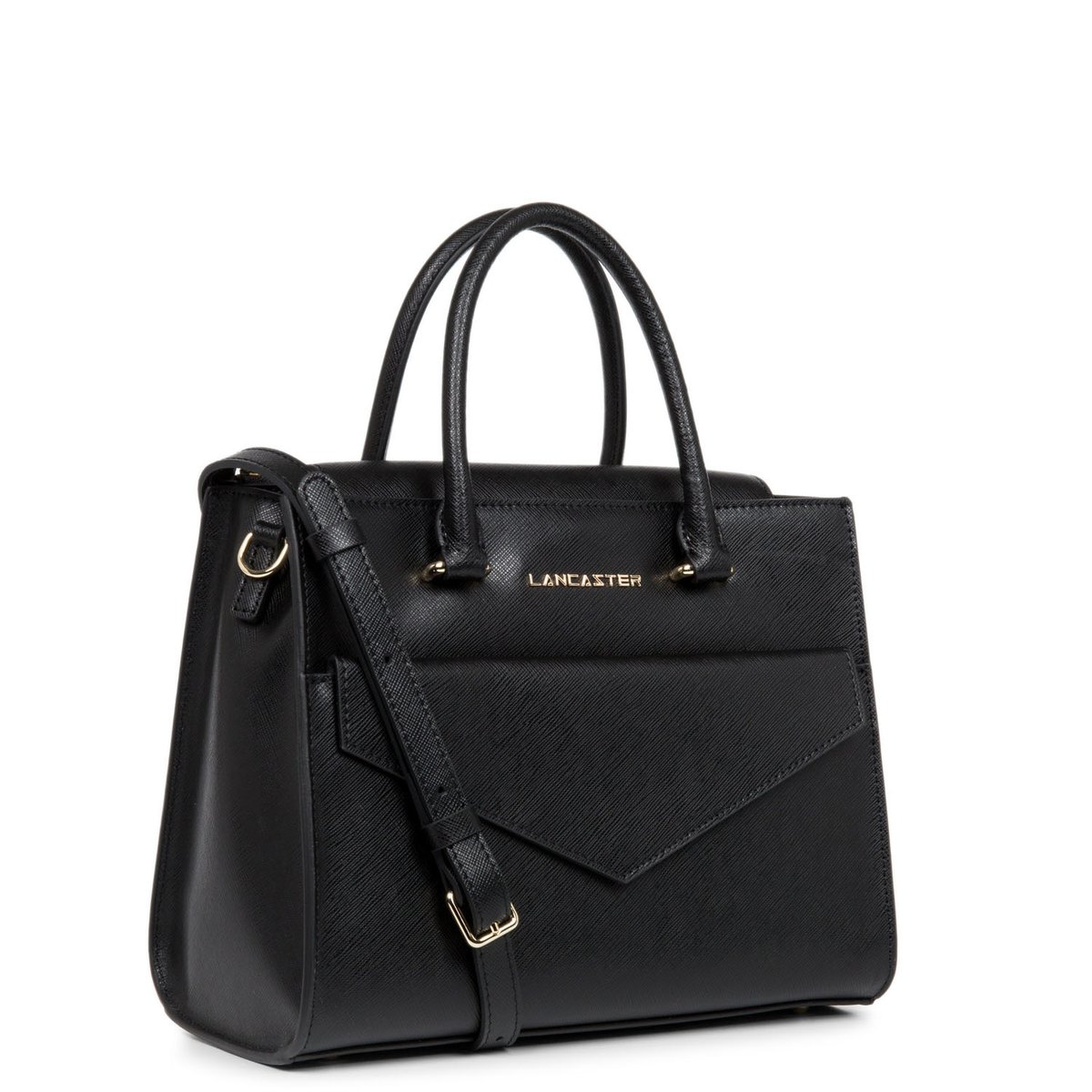 Sac à main SAFFIANO SIGNATURE noir, LANCASTER