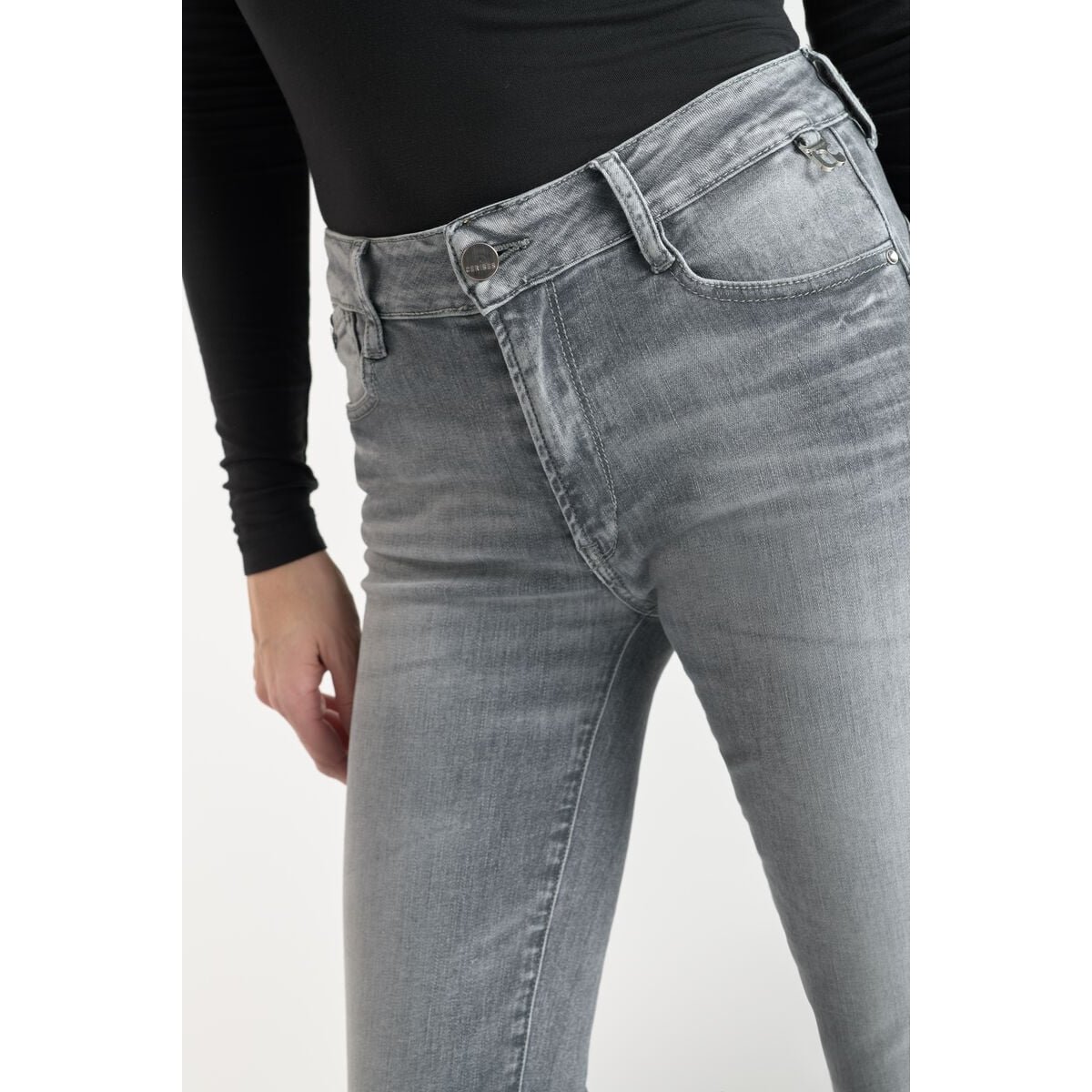Jeans push-up slim taille haute PULP, longueur 34 grey, LE TEMPS DES CERISES