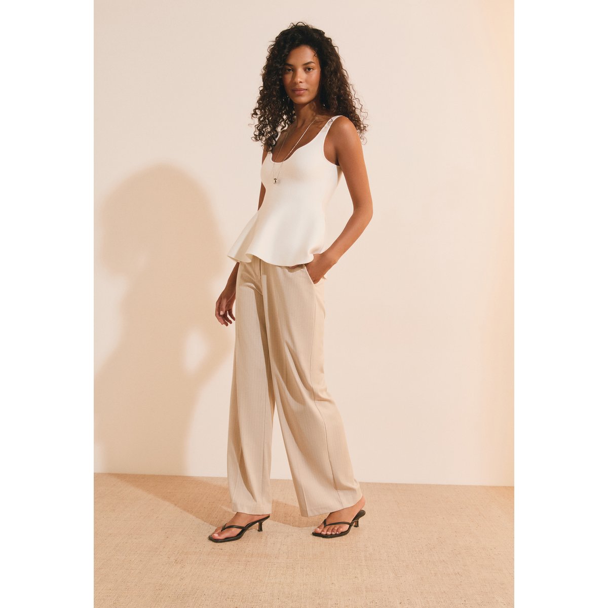 Pantalon à rayures PERNETTE beige, ETAM