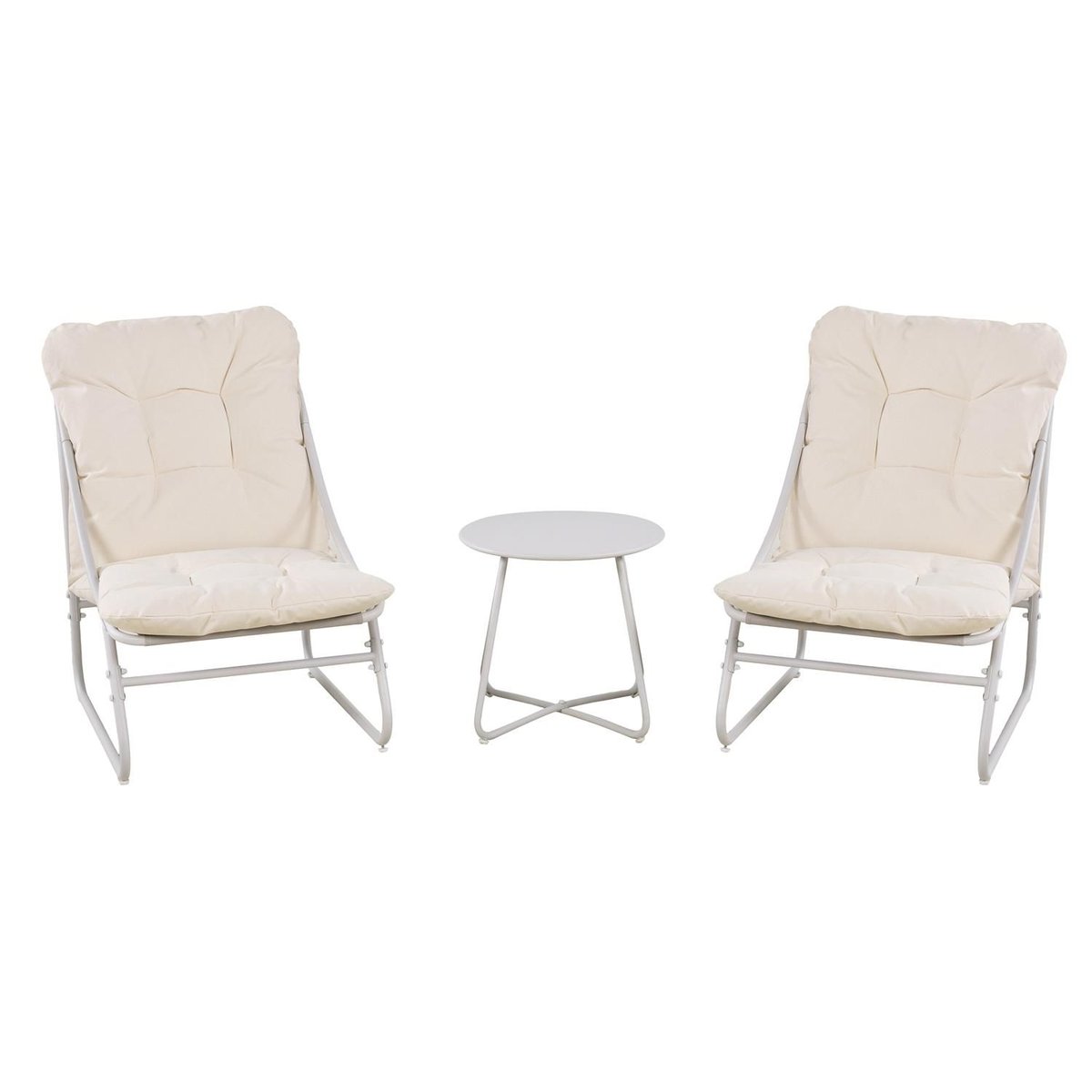 Salon de jardin en acier 2 places ANTIBES beige, THE HOME DECO FACTORY