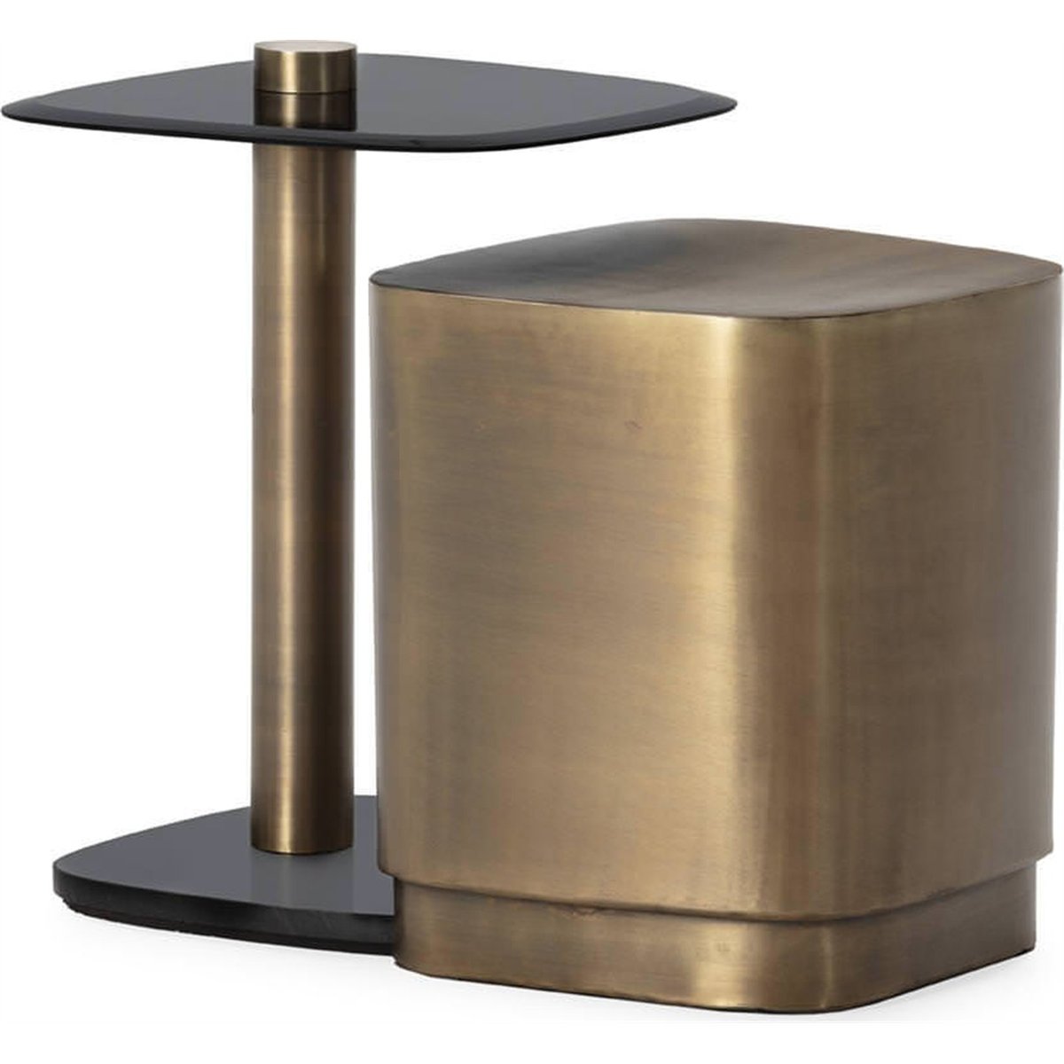 Table d'appoint en marbre (lot de 2) laiton vieilli et noir, RECOLLECTION