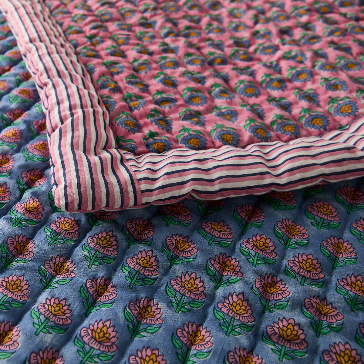 Couvre-lit enfant matelassé, Sanaa imprimé fleur, LA REDOUTE INTERIEURS