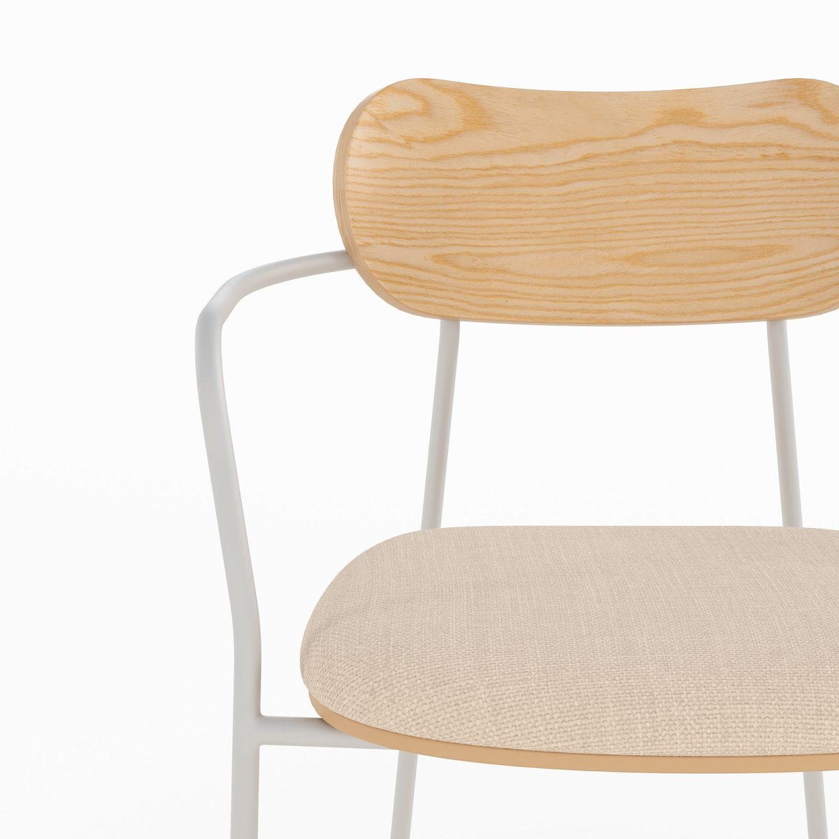 Lot de 2 chaises en tissu et placage en bois - MARINE beige, MAISON PAVANE