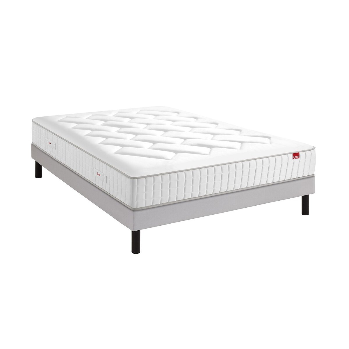 Ensemble matelas 620 ressorts l'Authentique + sommier tapissier gris souris, EPEDA