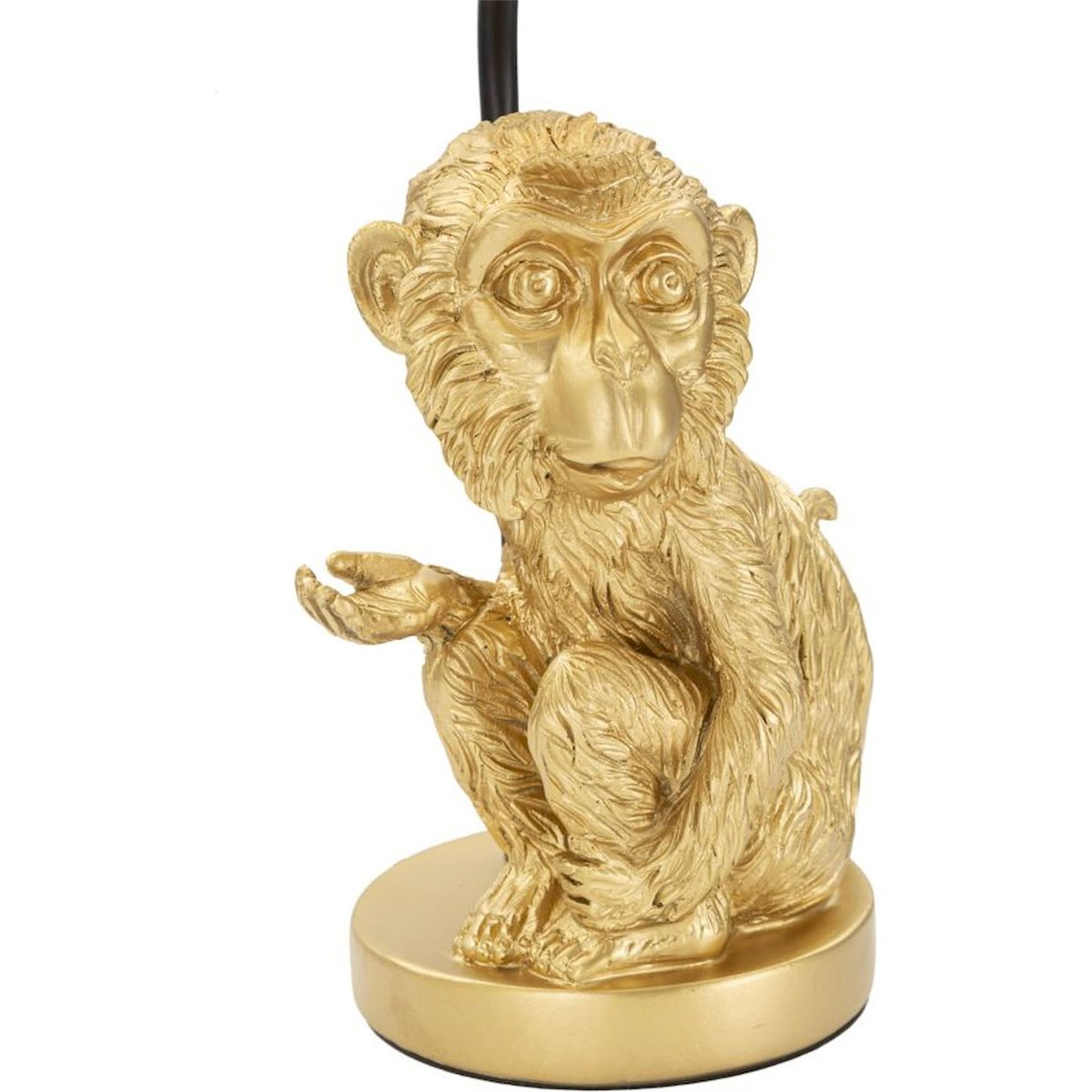 Lampe à poser singe abat-jour tissu en fer GLAM doré et noir, RECOLLECTION